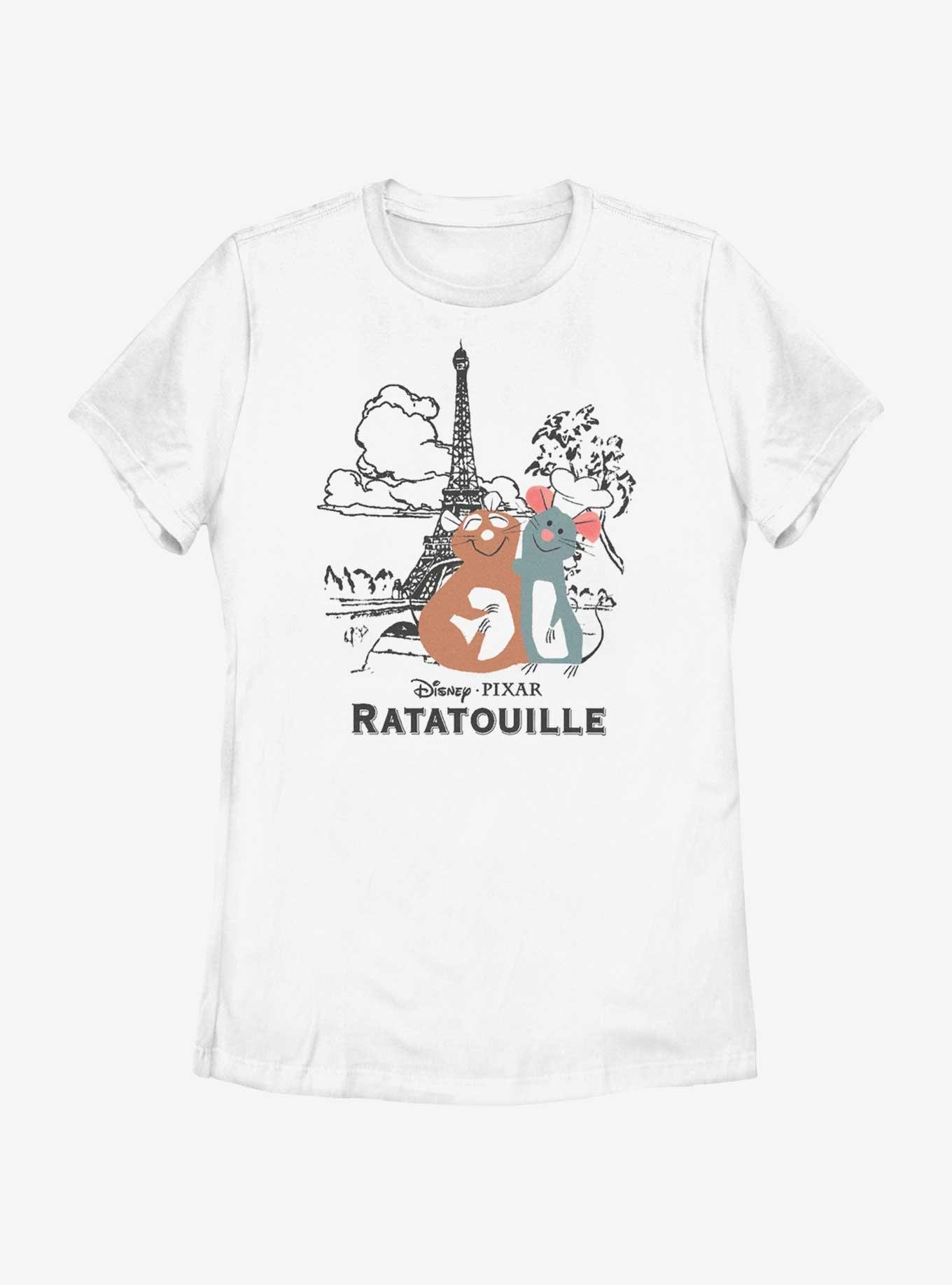 Disney Pixar Ratatouille Paris Background Womens T-Shirt, WHITE, hi-res