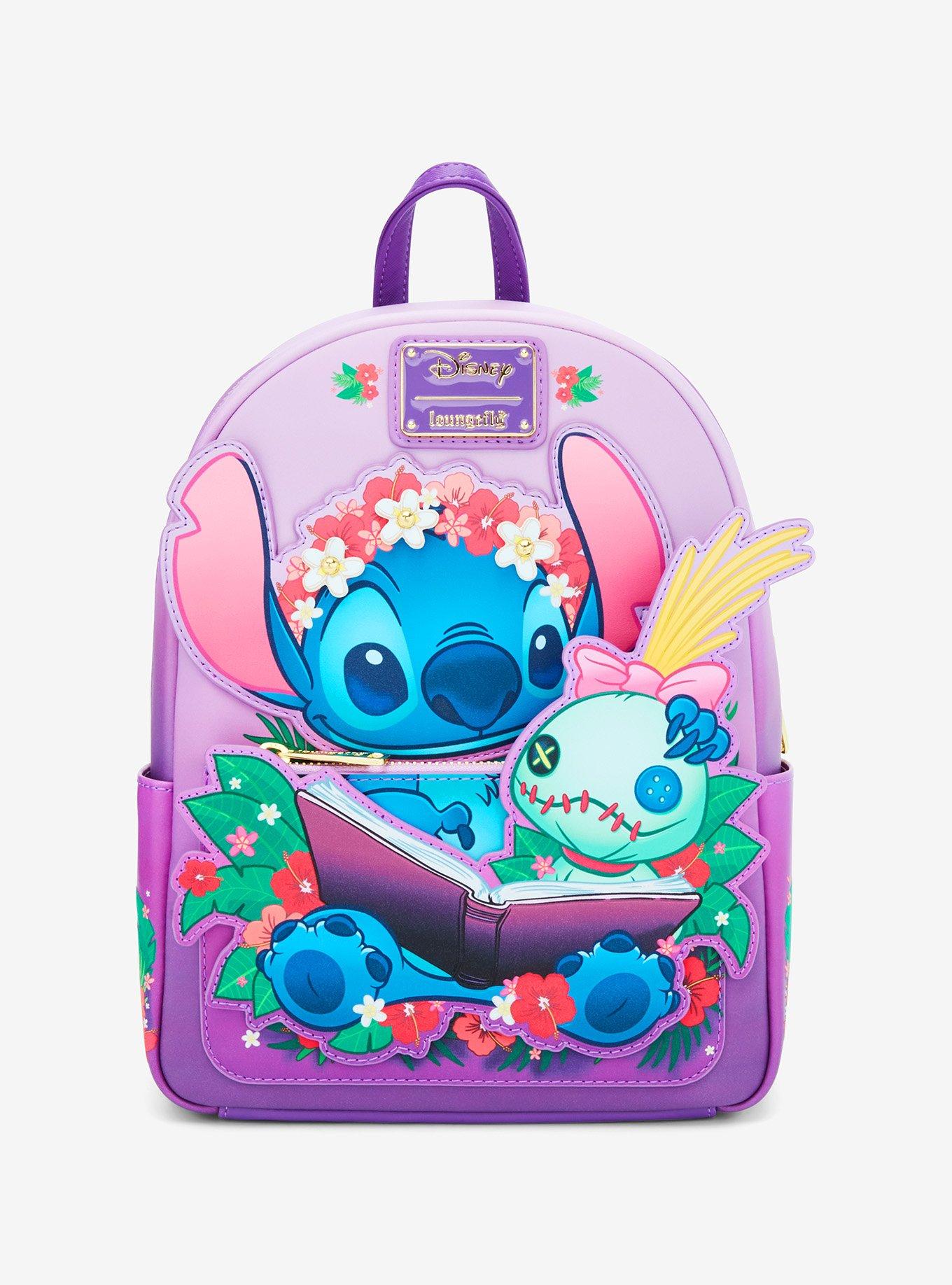 Loungefly Disney Lilo & Stitch Scrump & Stitch Reading Floral Mini Backpack - BoxLunch Exclusive, , hi-res