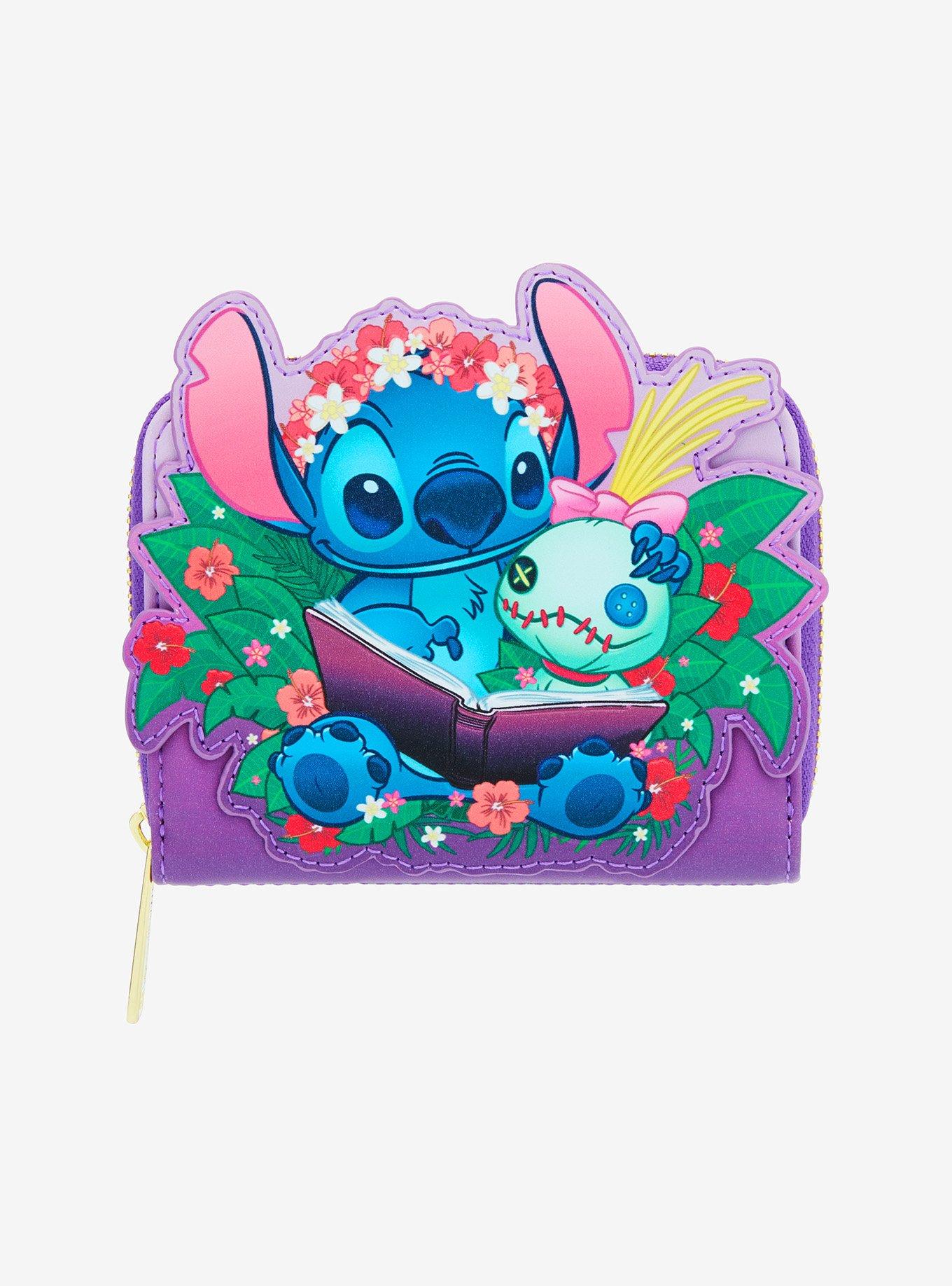 Loungefly Disney Lilo & Stitch Scrump & Stitch Reading Floral Small Zip Wallet - BoxLunch Exclusive, , hi-res