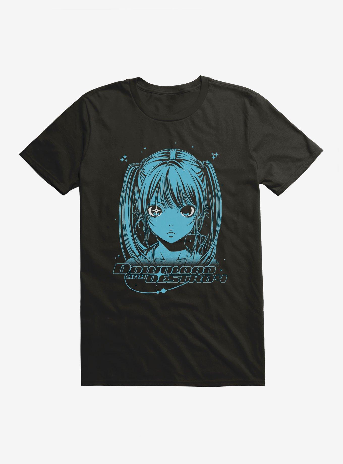 Download & Destroy Y2K Anime T-Shirt, BLACK, hi-res