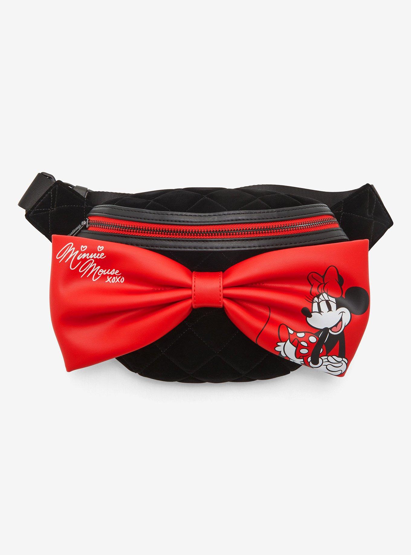 Loungefly Disney Minnie Mouse Bow Velvet Quilted Belt Bag - BoxLunch Exclusive, , hi-res