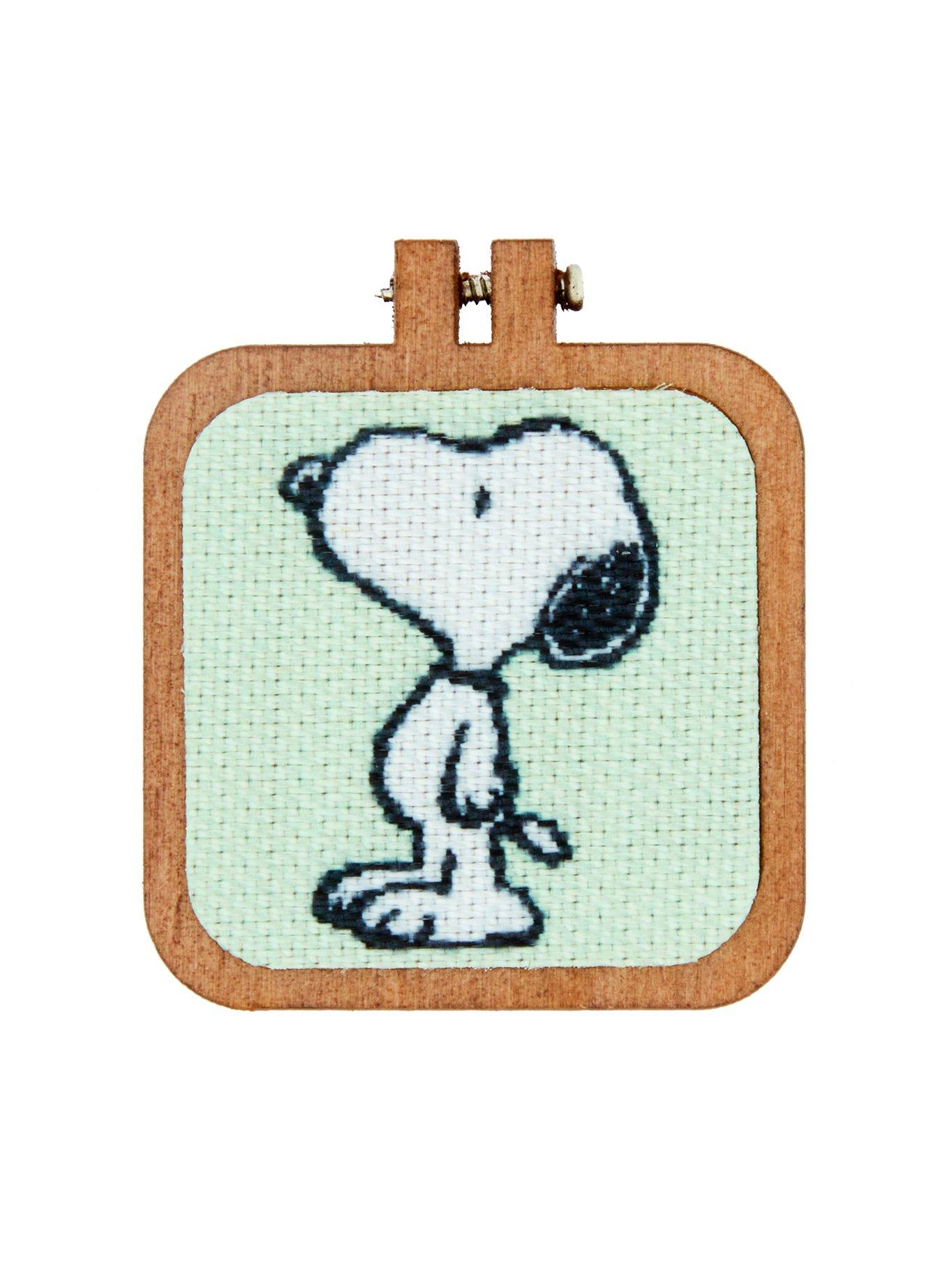 Peanuts Snoopy Cross-Stitch Wood Enamel Pin — BoxLunch Exclusive, , hi-res