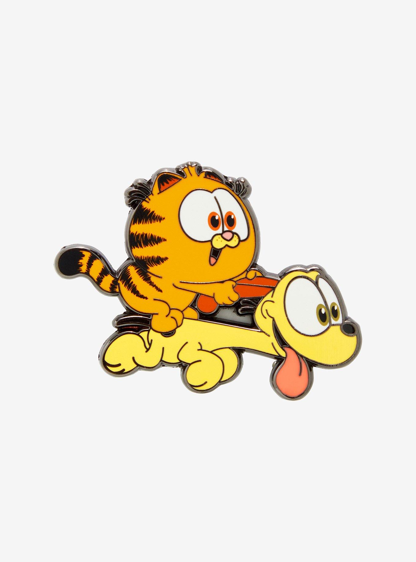 Garfield Baby Odie & Garfield Riding Enamel Pin — BoxLunch Exclusive, , hi-res