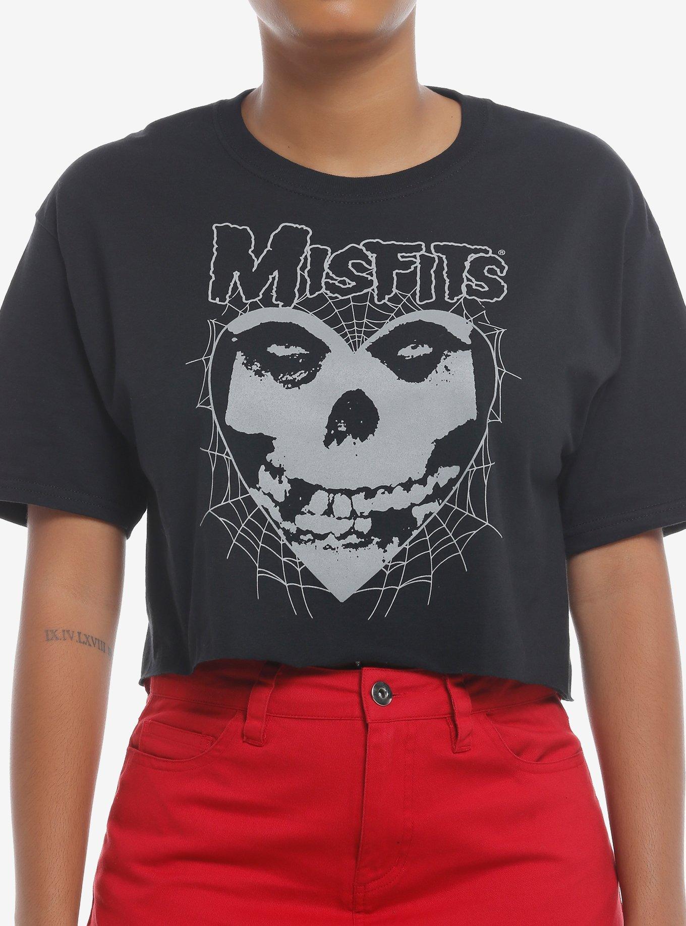 Misfits Fiend Skull Heart Crop Girls T-Shirt, , hi-res