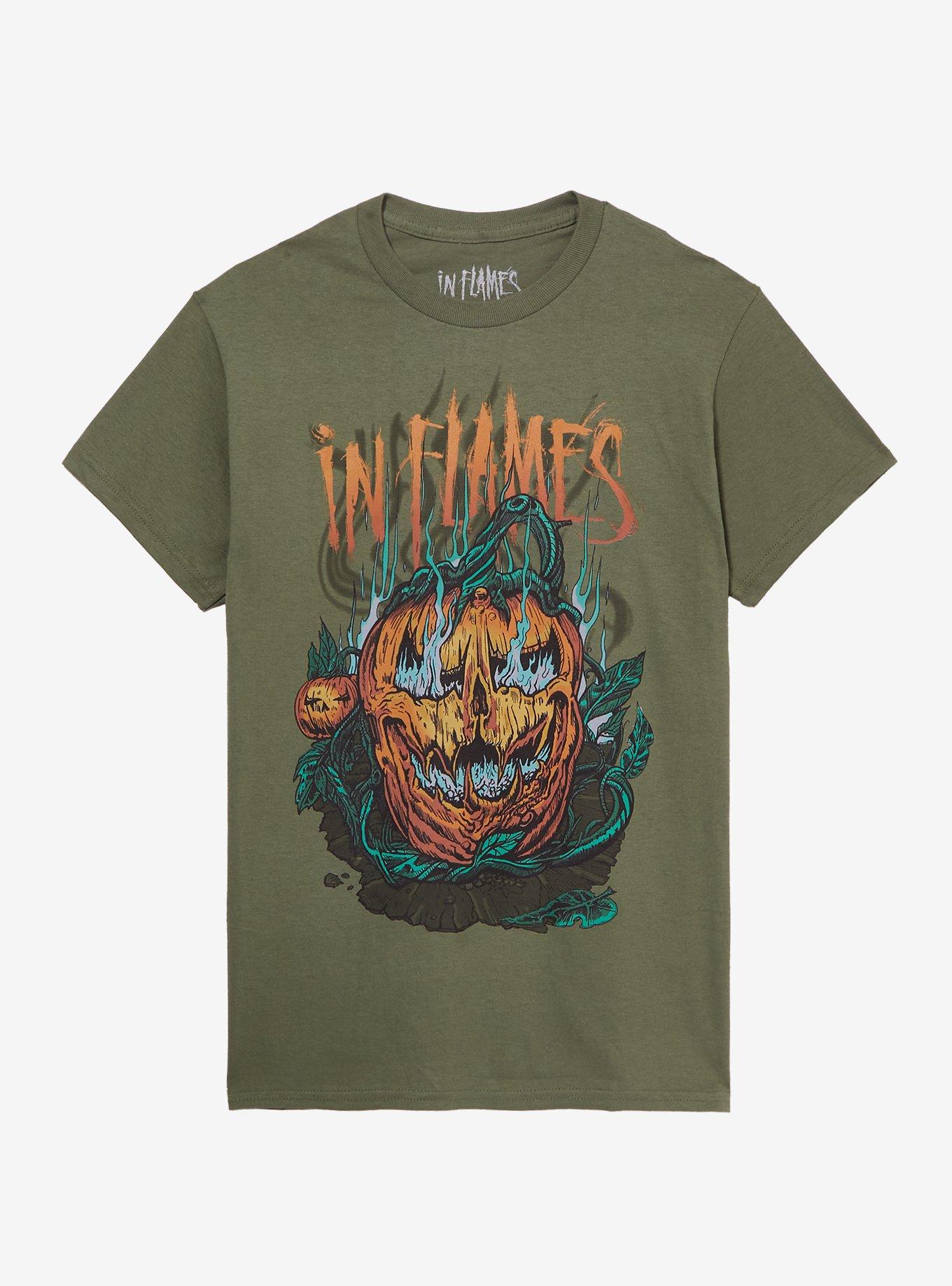 In Flames Flaming Jack-O'-Lantern Boyfriend Fit Girls T-Shirt, , hi-res