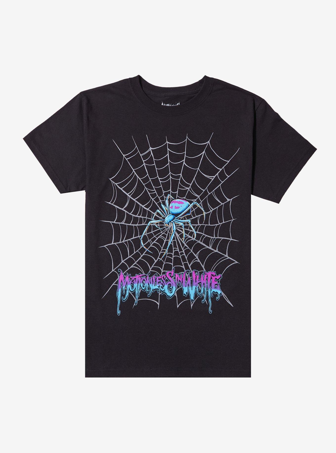 Motionless In White Spiderweb Boyfriend Fit Girls T-Shirt, BLACK, hi-res