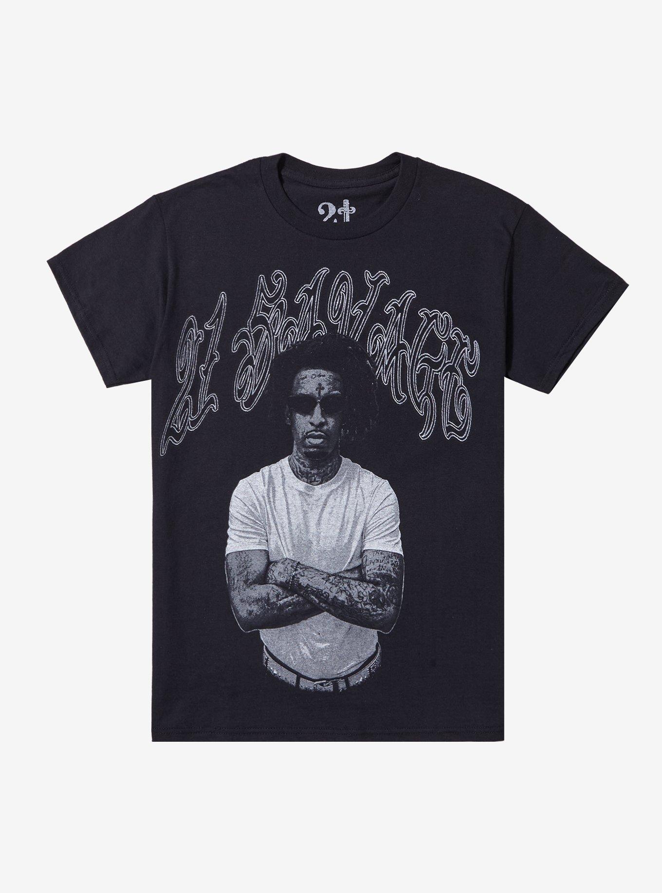21 Savage Portrait Boyfriend Fit Girls T-Shirt, BLACK, hi-res