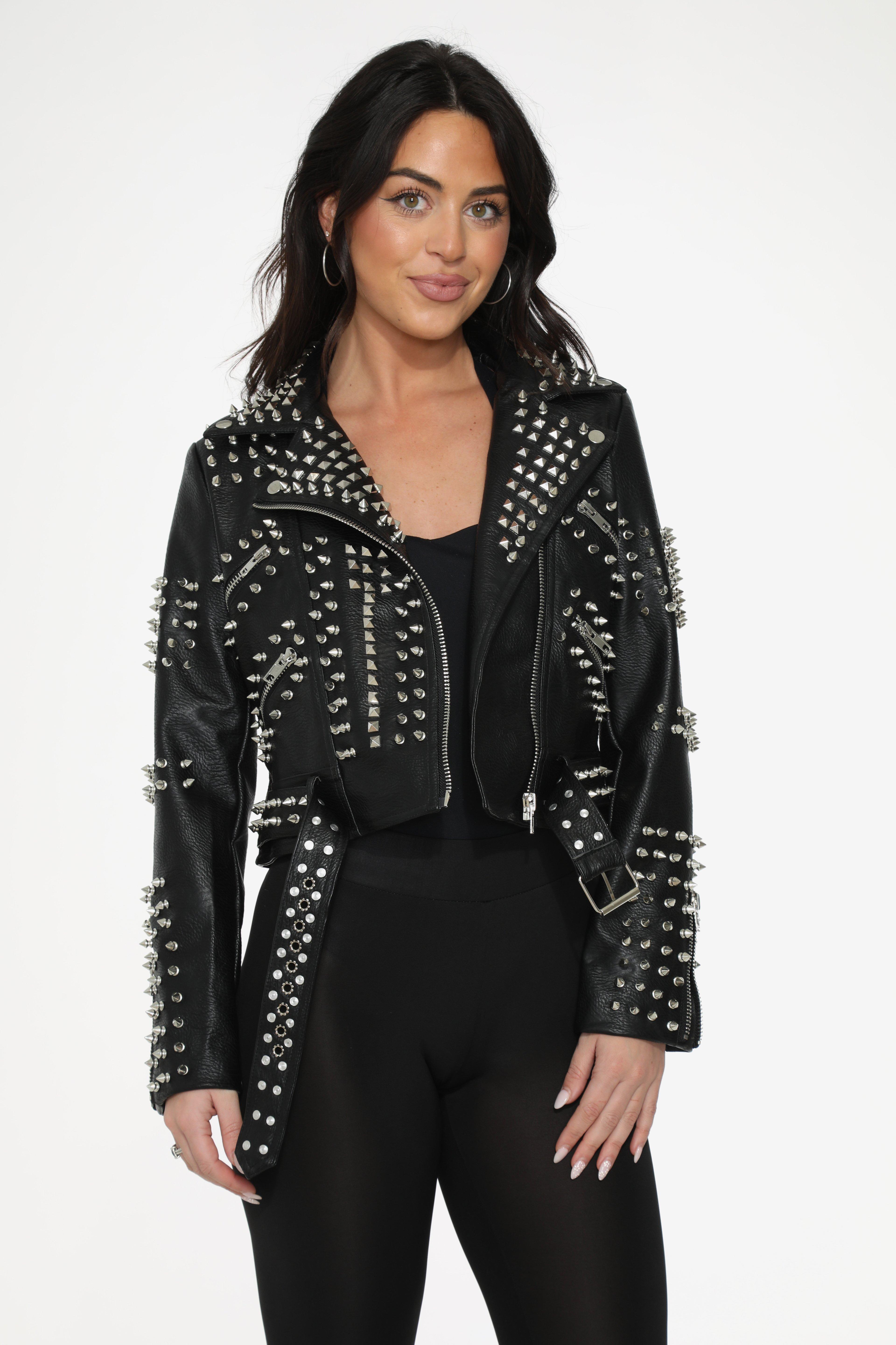 Black Spike Jacket, BLACK, hi-res