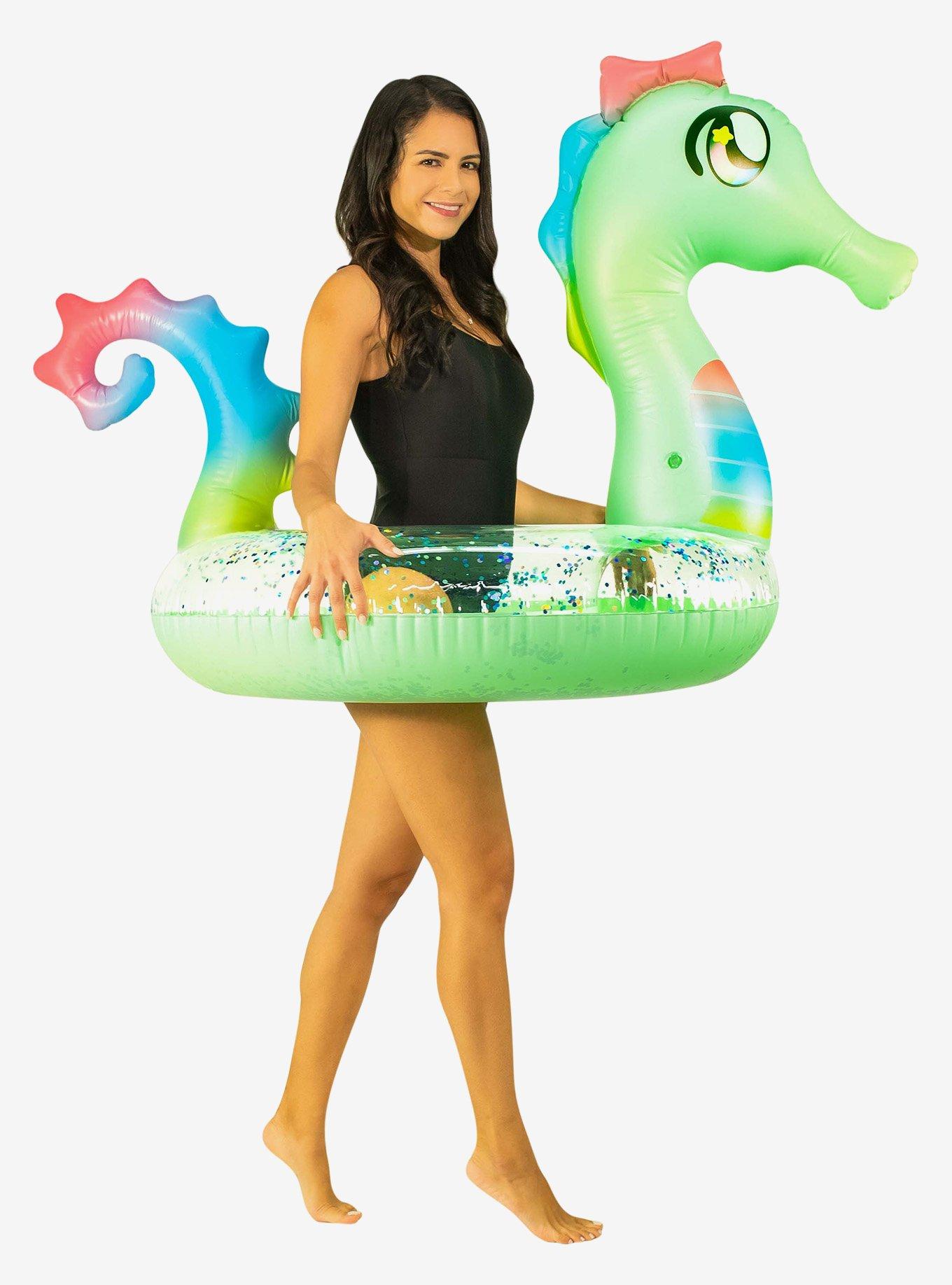 Glitter Seahorse 40" Jumbo Beach and Pool Tube, , hi-res