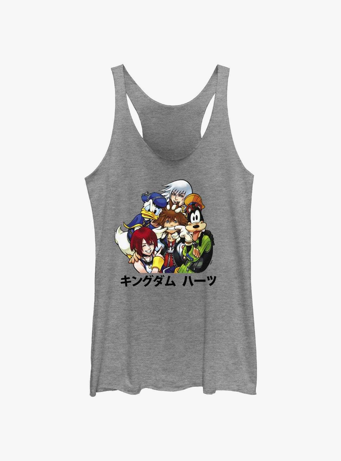 Disney Kingdom Hearts Group Stripes Womens Tank Top, GRAY HTR, hi-res