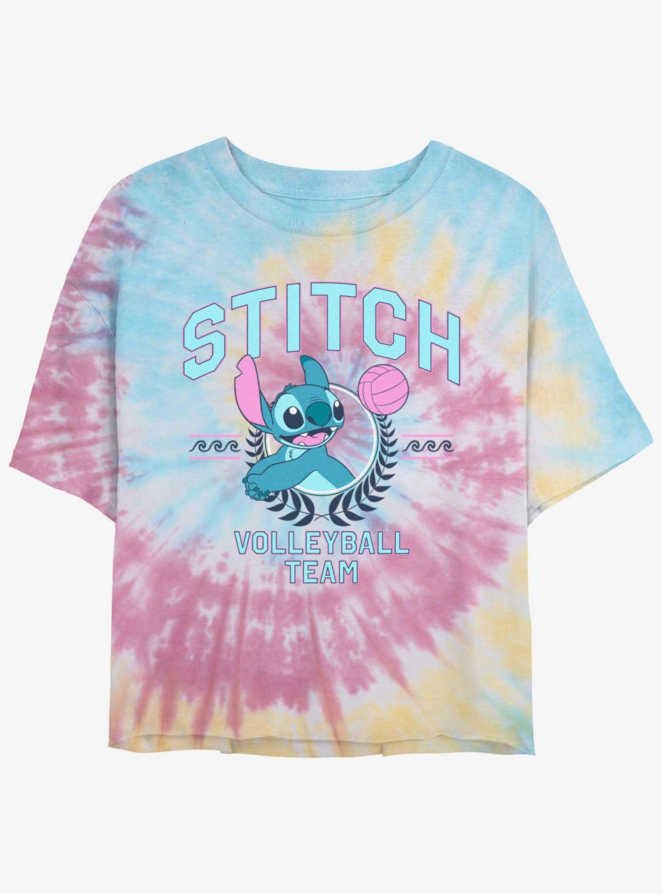Disney Lilo & Stitch Volleyball Team Girls Tie-Dye Crop T-Shirt, , hi-res