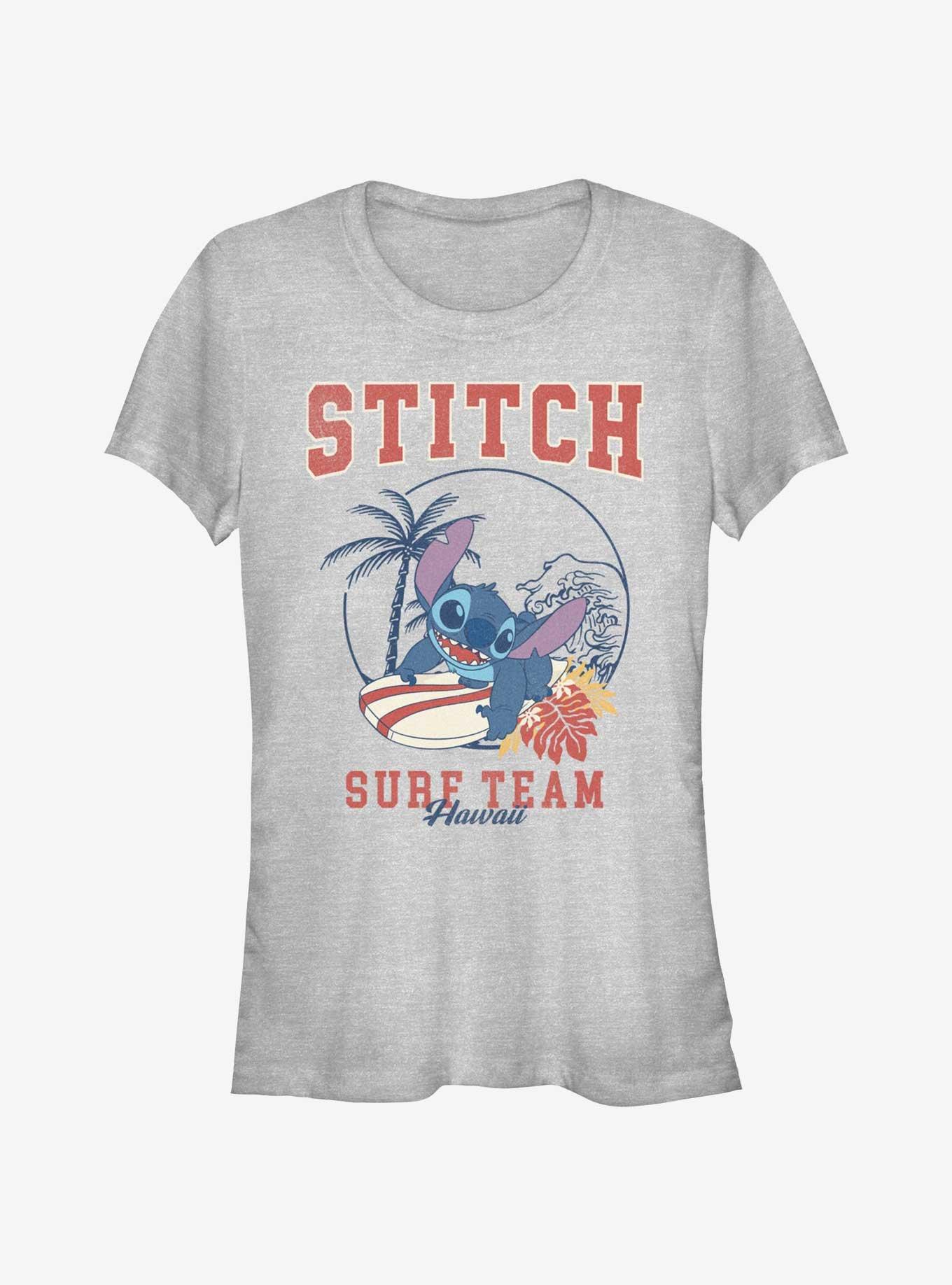 Disney Lilo & Stitch Surf Team Hawaii Girls T-Shirt, ATH HTR, hi-res