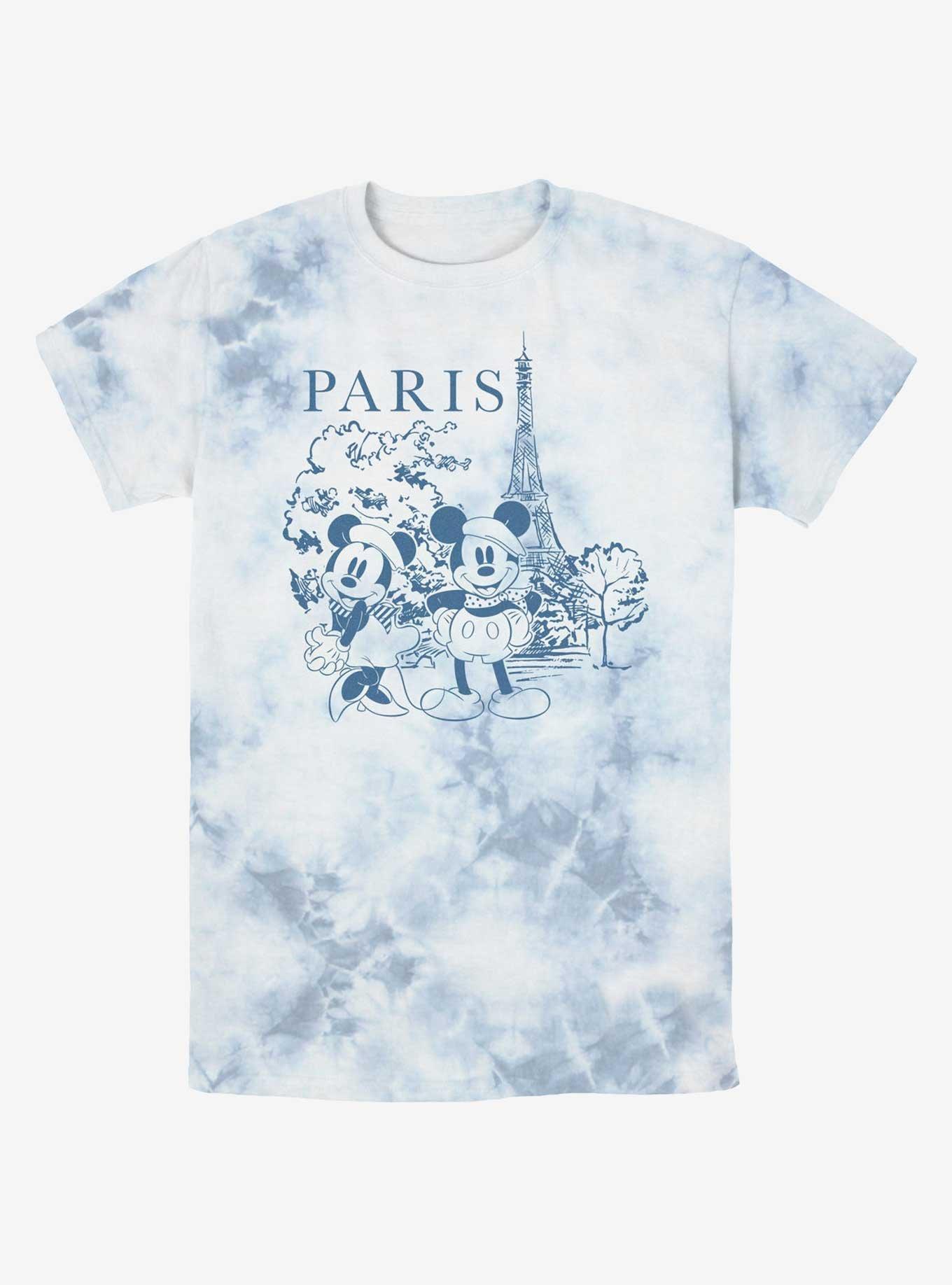 Disney Mickey Mouse & Minnie Mouse Couple Drawing In Paris Tie-Dye T-Shirt, , hi-res