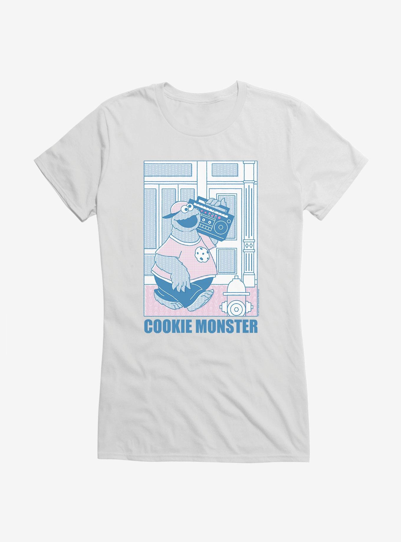 Sesame Street Cookie Monster Boombox Girls T-Shirt, WHITE, hi-res