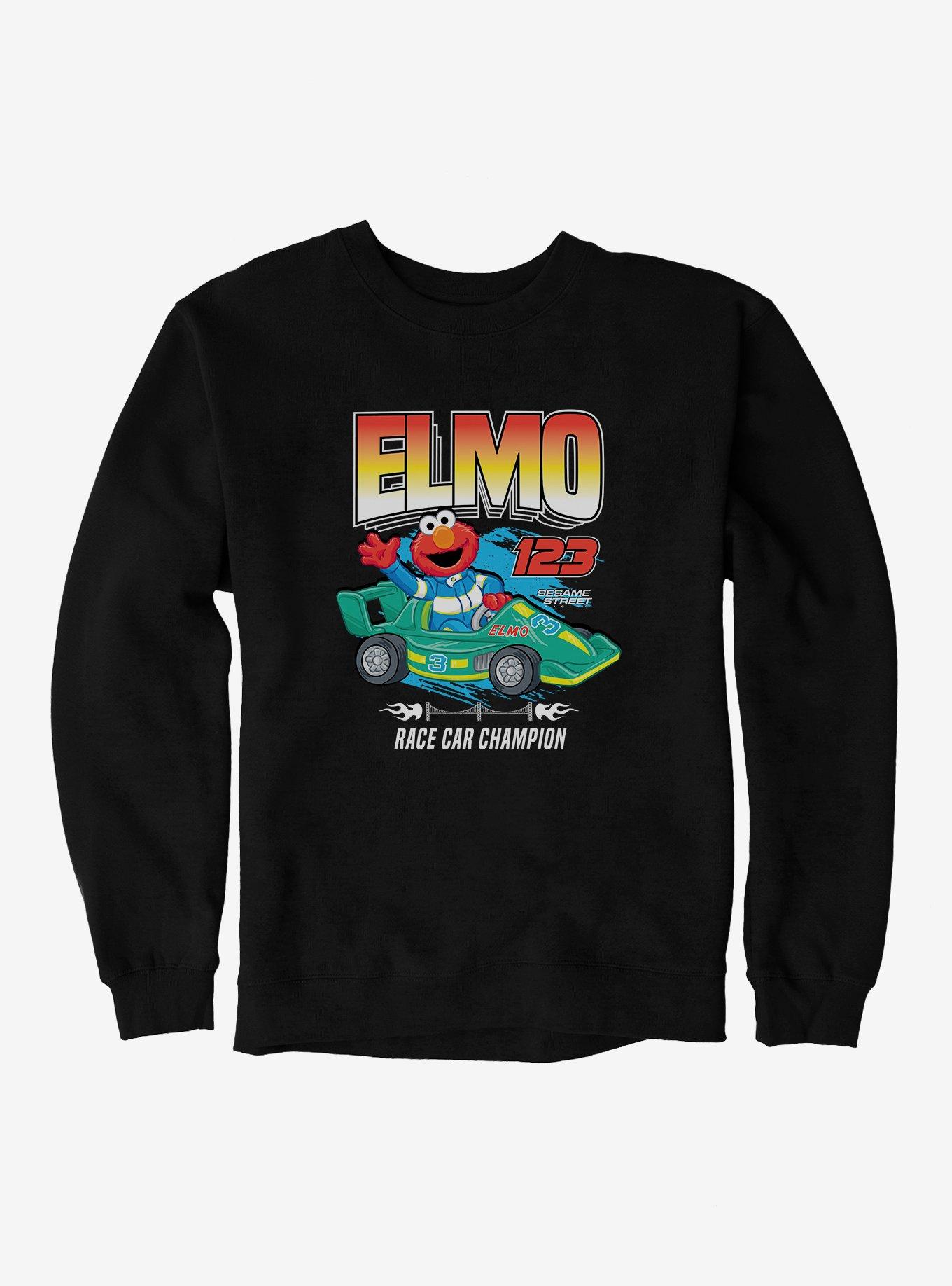 Sesame Street Elmo Race Car Champion Sweatshirt, BLACK, hi-res