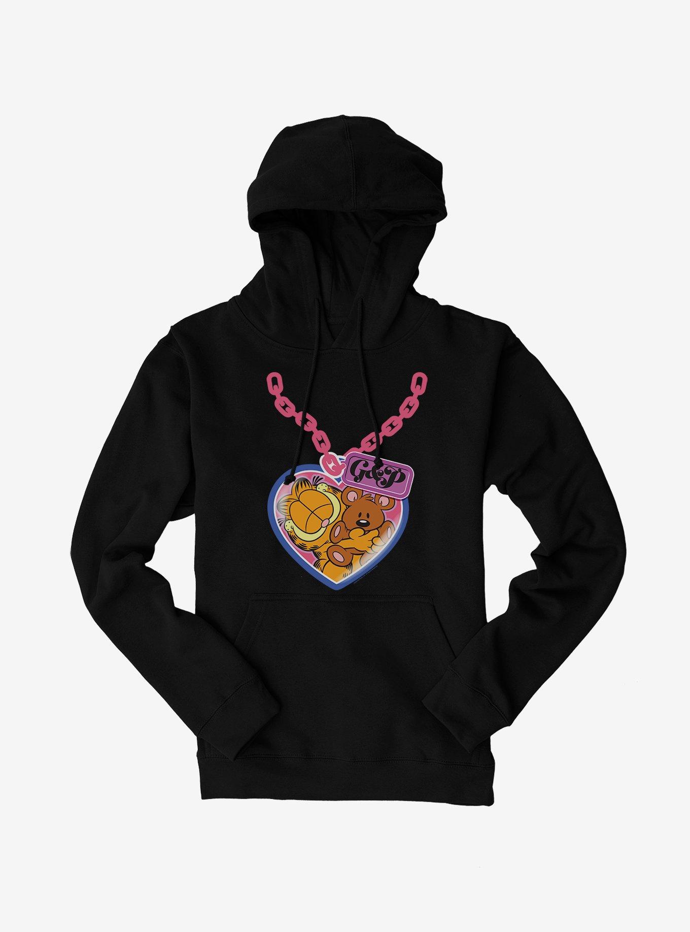 Garfield Heart Chain With Pooky Hoodie, BLACK, hi-res