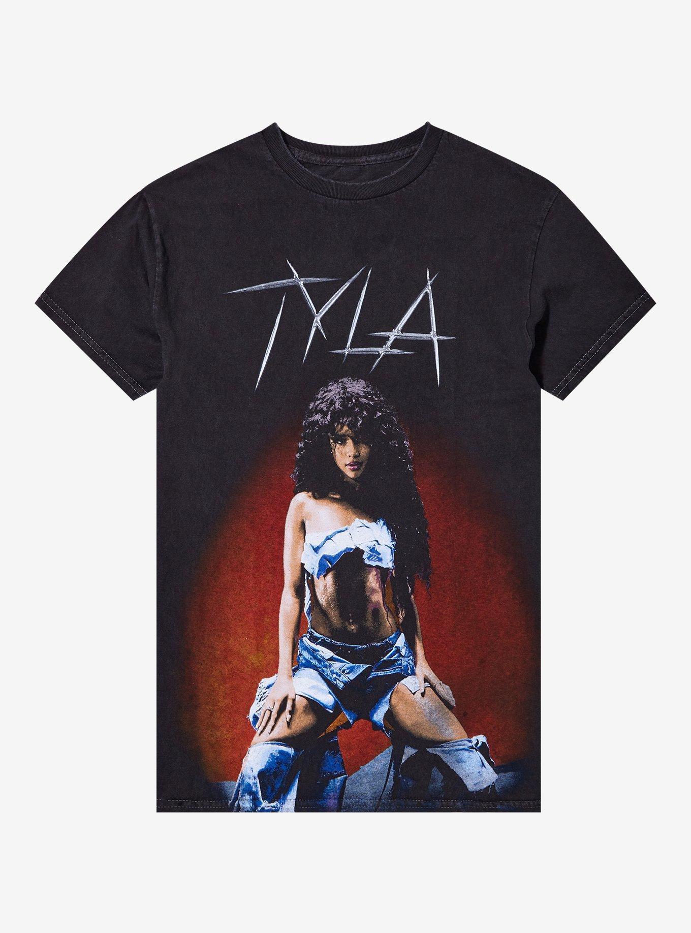Tyla Denim Outfit Pigment-Dyed Boyfriend Fit Girls T-Shirt, , hi-res