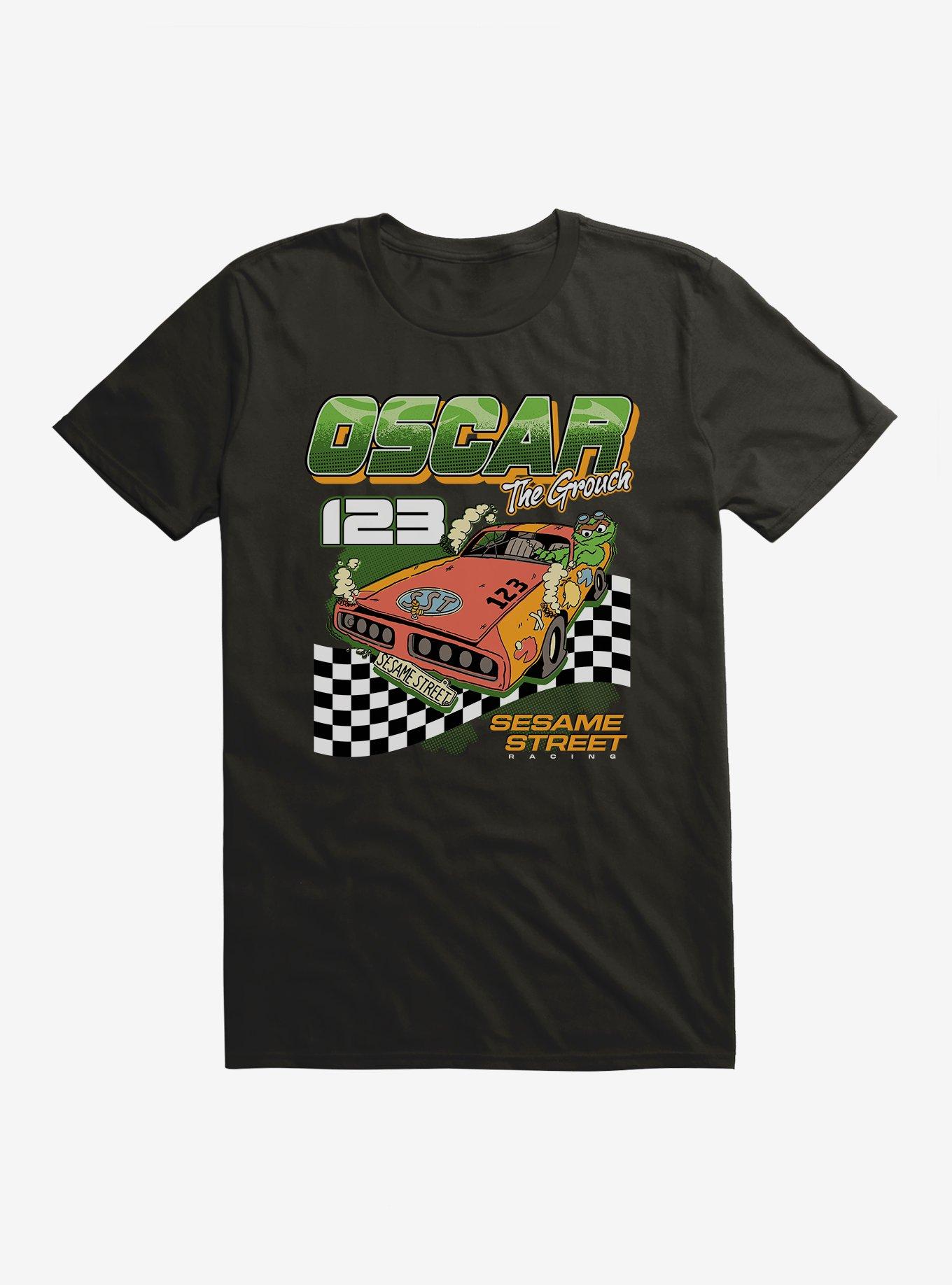 Sesame Street Oscar The Grouch Car Race T-Shirt, BLACK, hi-res