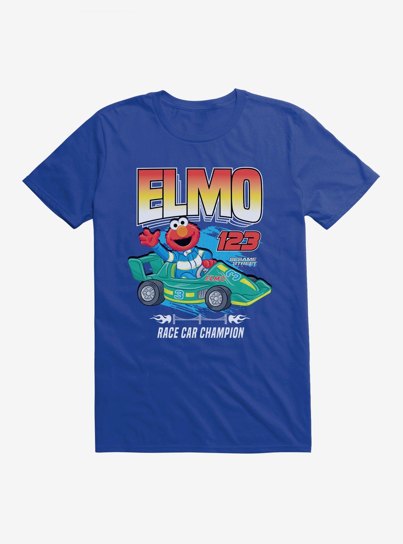 Sesame Street Elmo Race Car Champion T-Shirt, ROYAL, hi-res