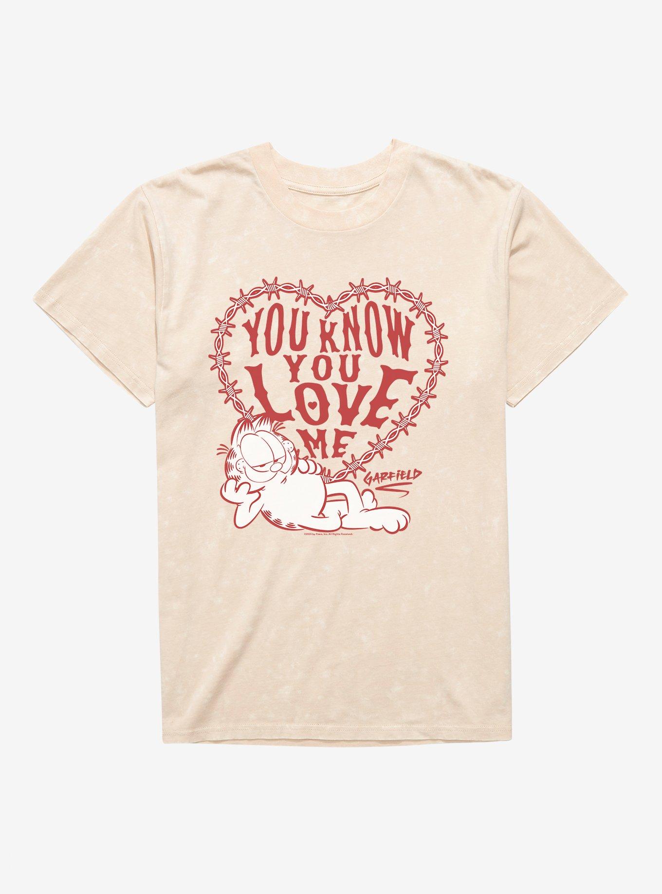 Garfield You Love Me Mineral Wash T-Shirt, , hi-res