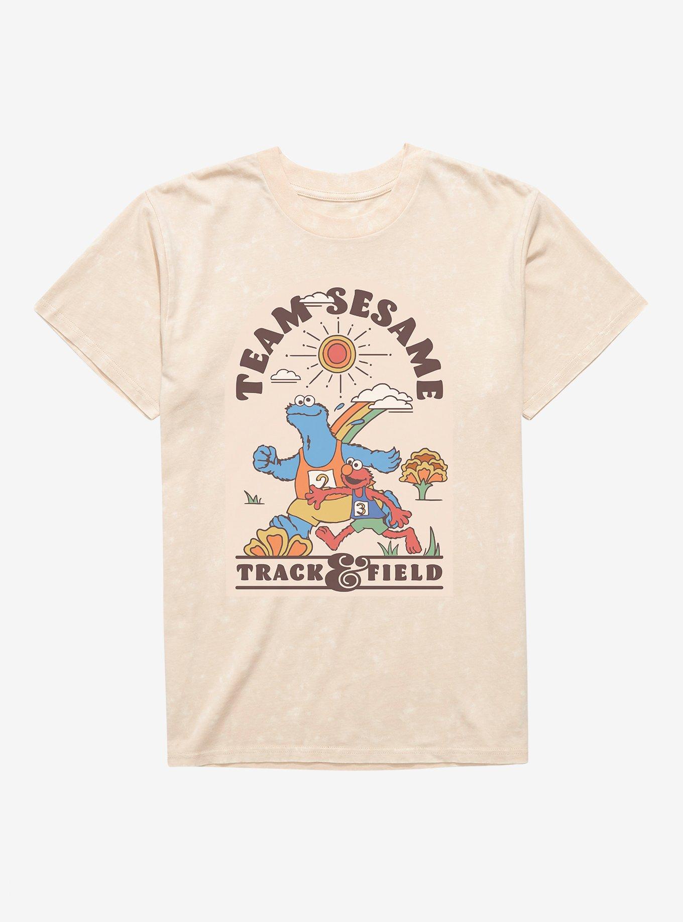 Sesame Street Cookie Monster & Elmo Team Sesame Track & Field Mineral Wash T-Shirt, , hi-res