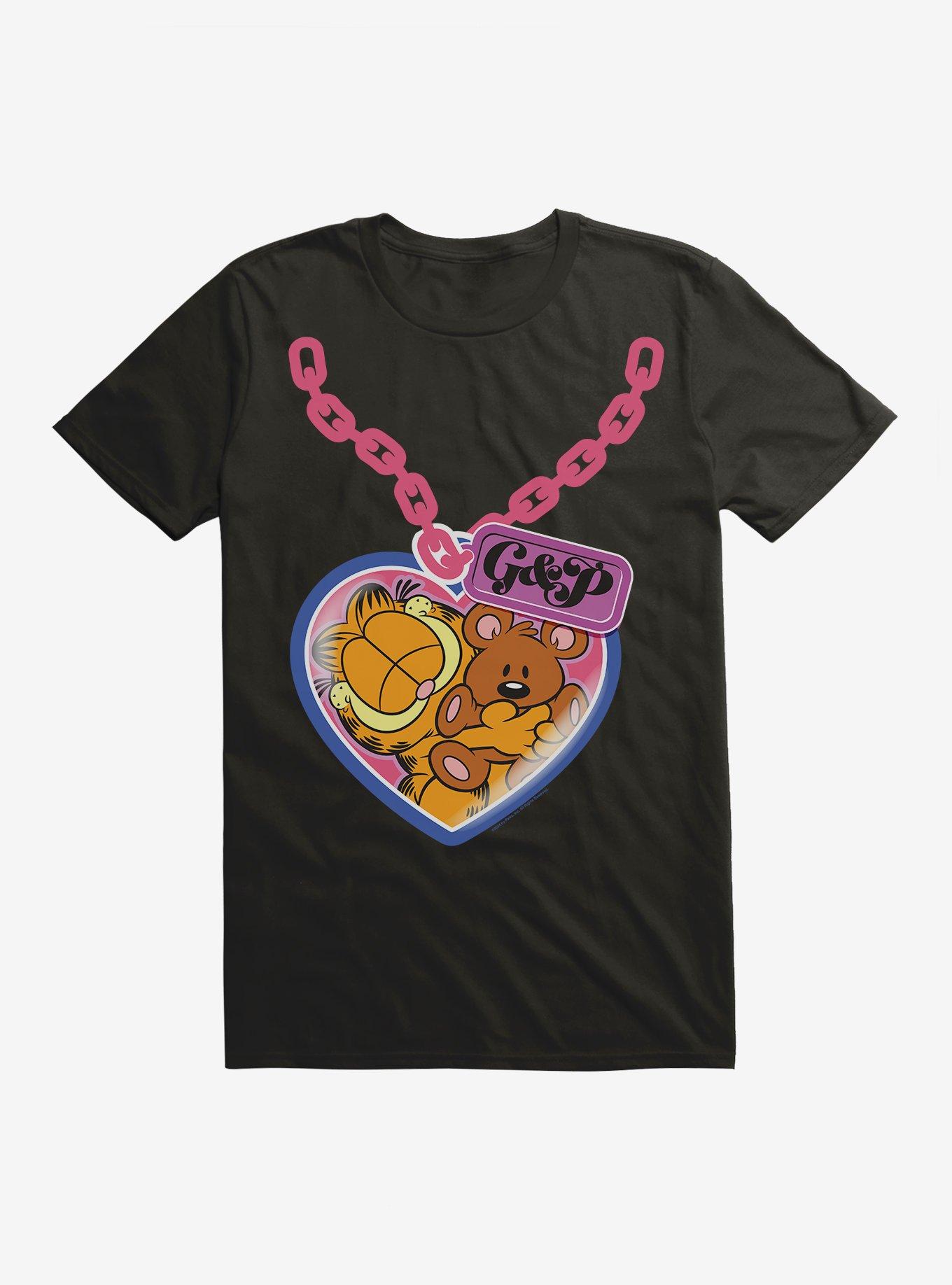 Garfield Heart Chain With Pooky T-Shirt, BLACK, hi-res