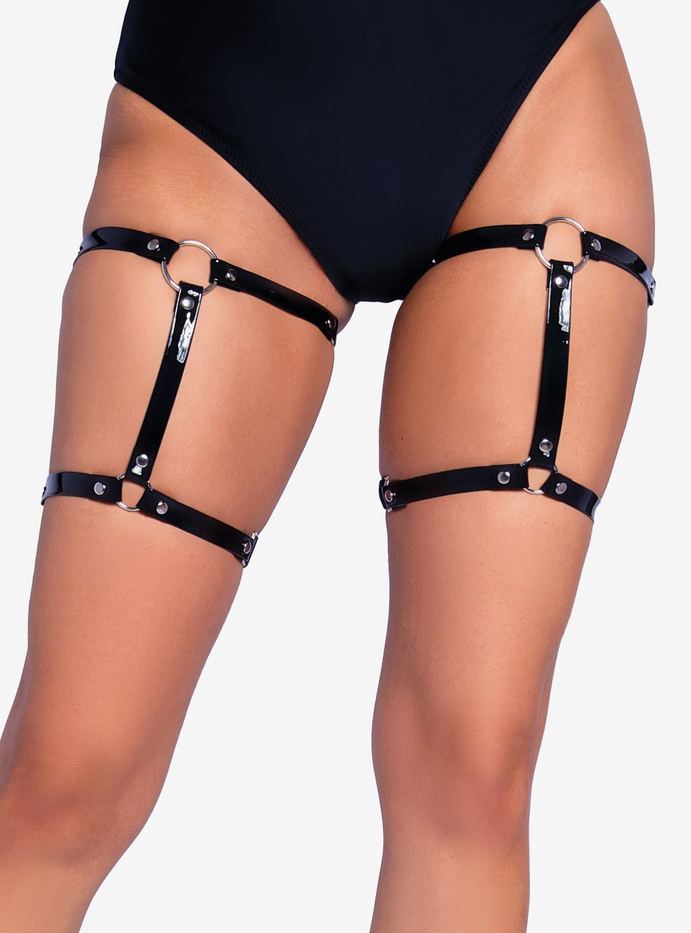 Dual Strap Studded Thigh High Garter, , hi-res