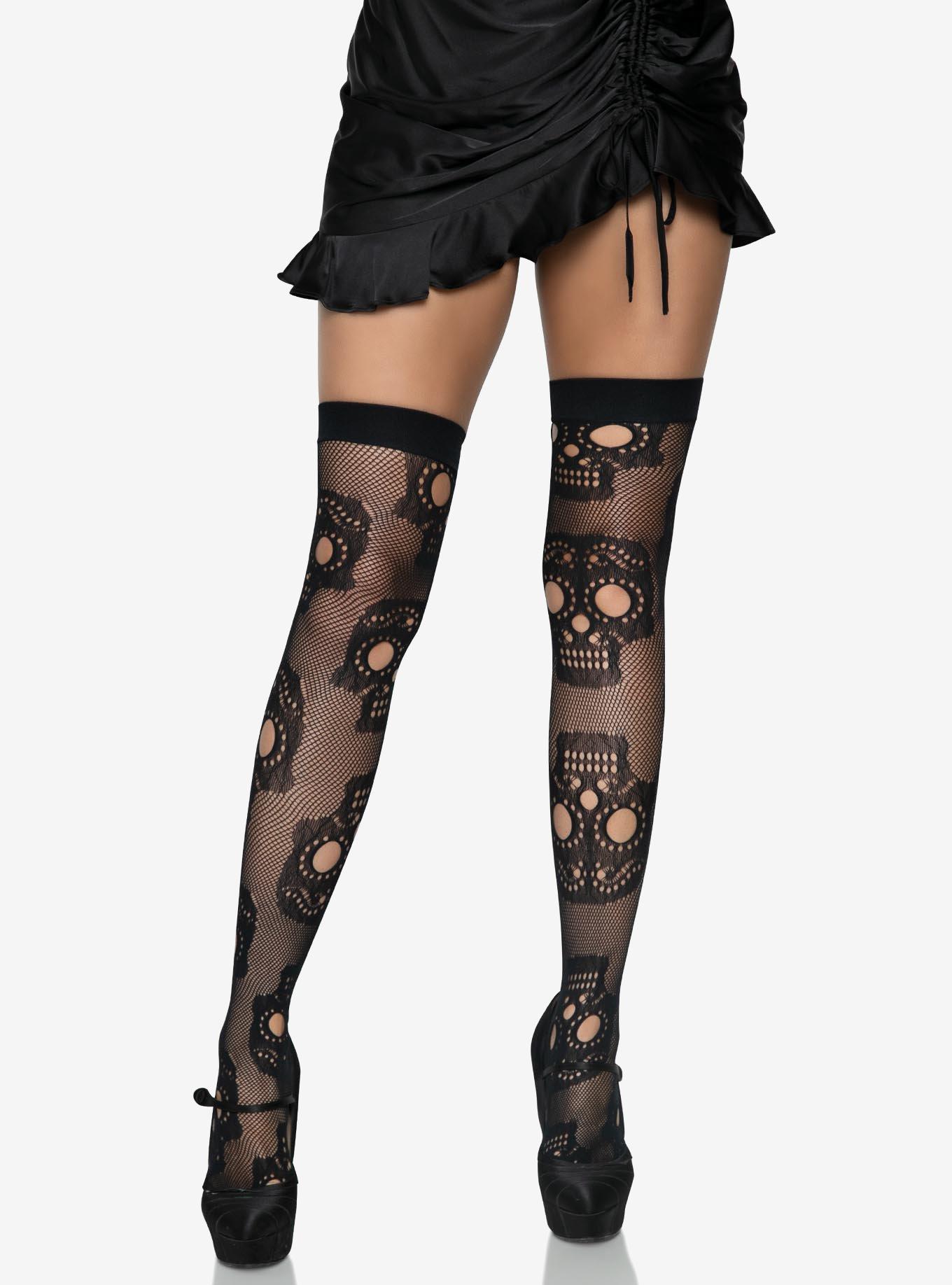 Sugar Skull Net Thigh Highs