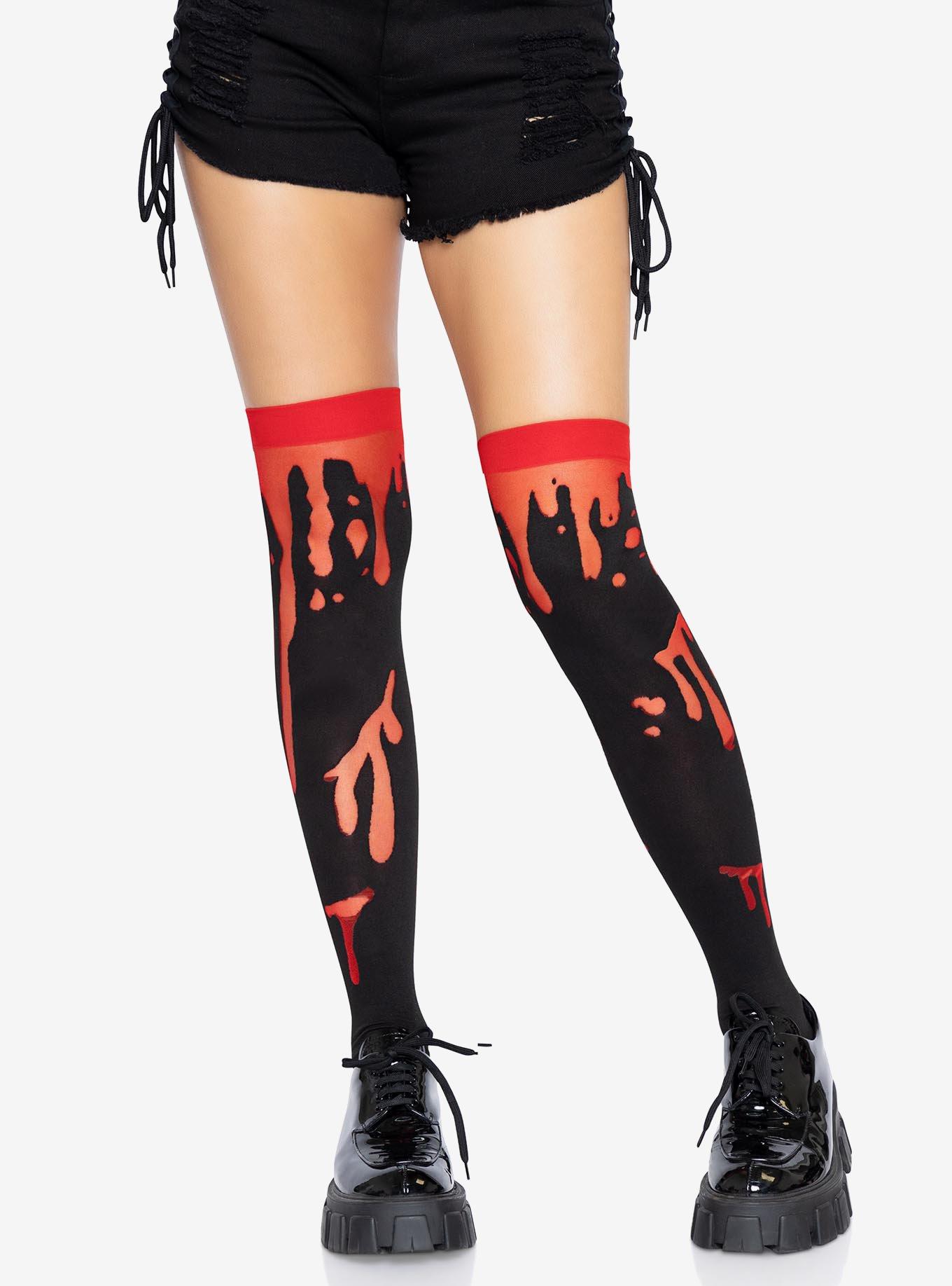 Splatter Thigh Highs Red, , hi-res