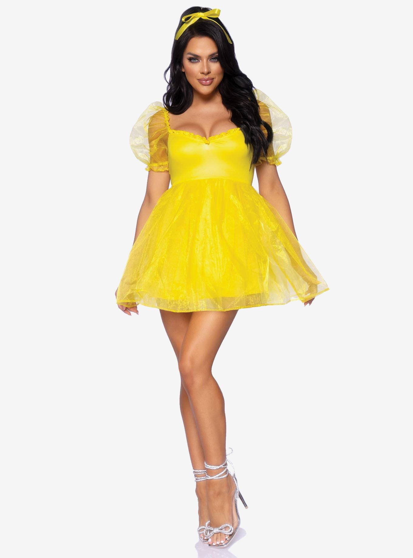 Frosted Organza Babydoll Dress Yellow, , hi-res