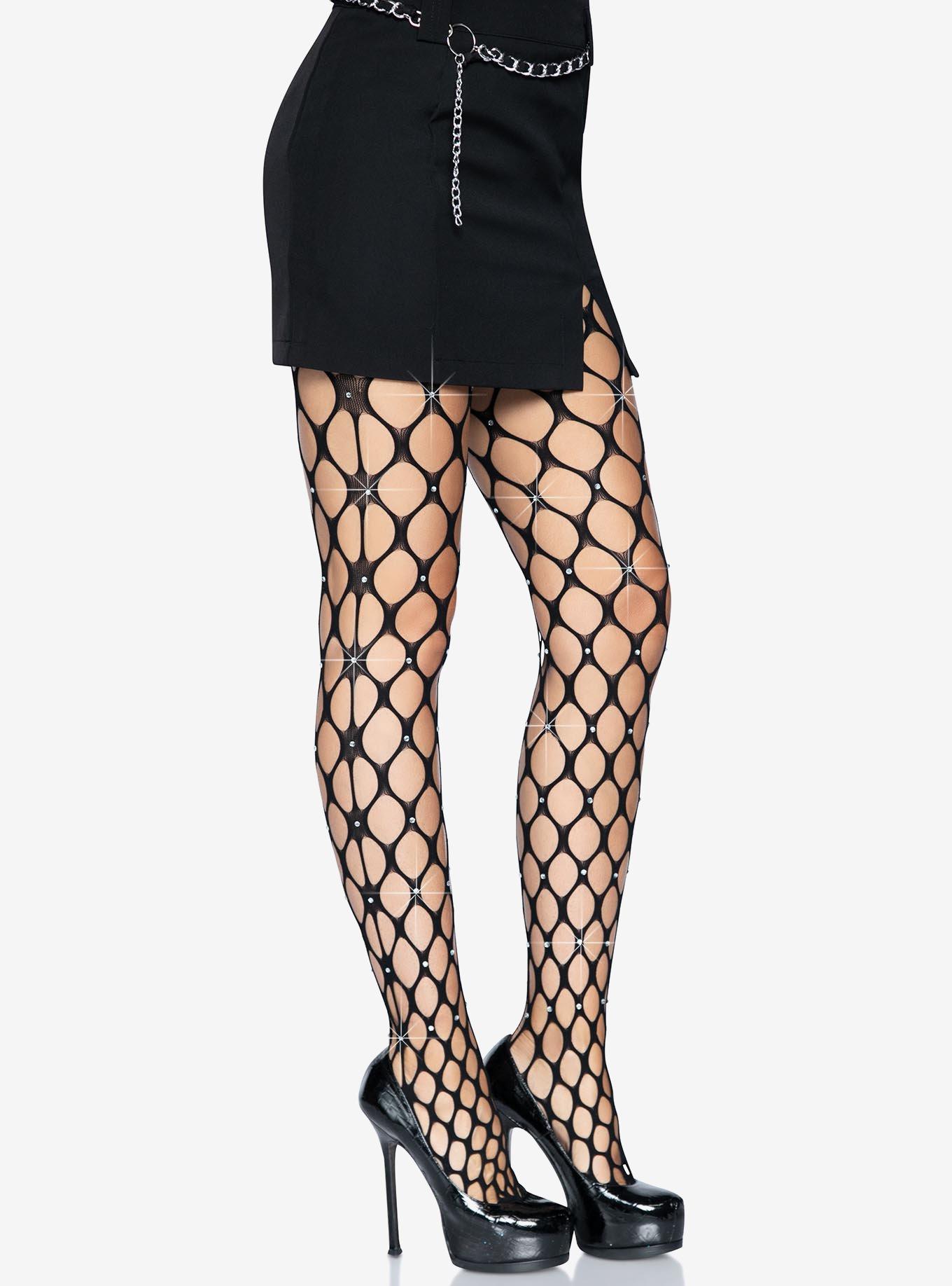 Rhinestone Jumbo Pothole Net Tights, , hi-res