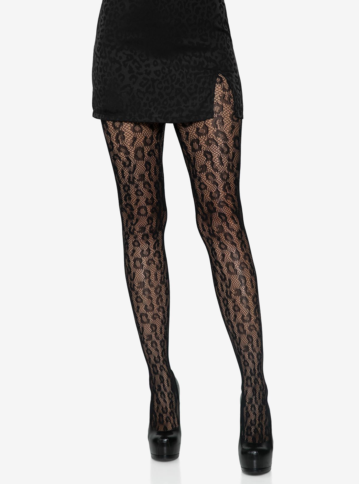 Leopard Net Tights, , hi-res