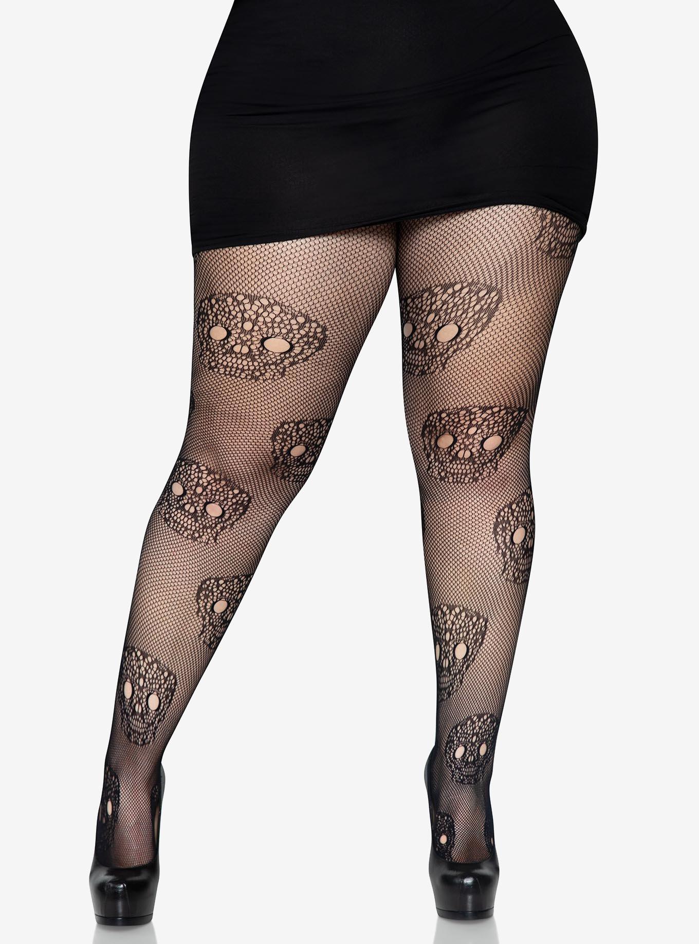 Lace Skull Fishnet Tights Plus Size Hot Topic