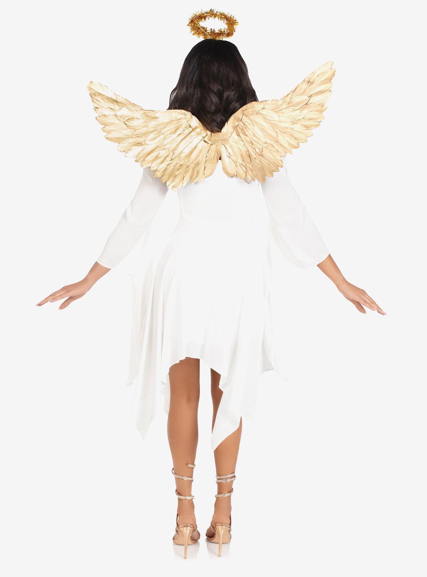 Metallic Angel Wings and Halo Headband Gold, , hi-res