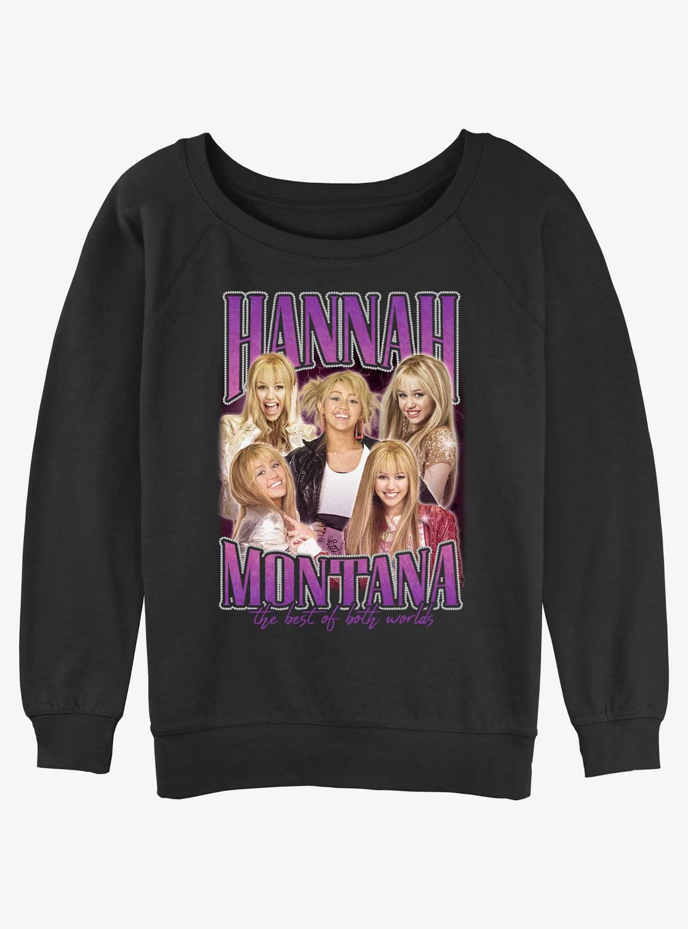 Disney Channel Hannah Montana Pop Star Montage Girls Slouchy Sweatshirt, BLACK, hi-res