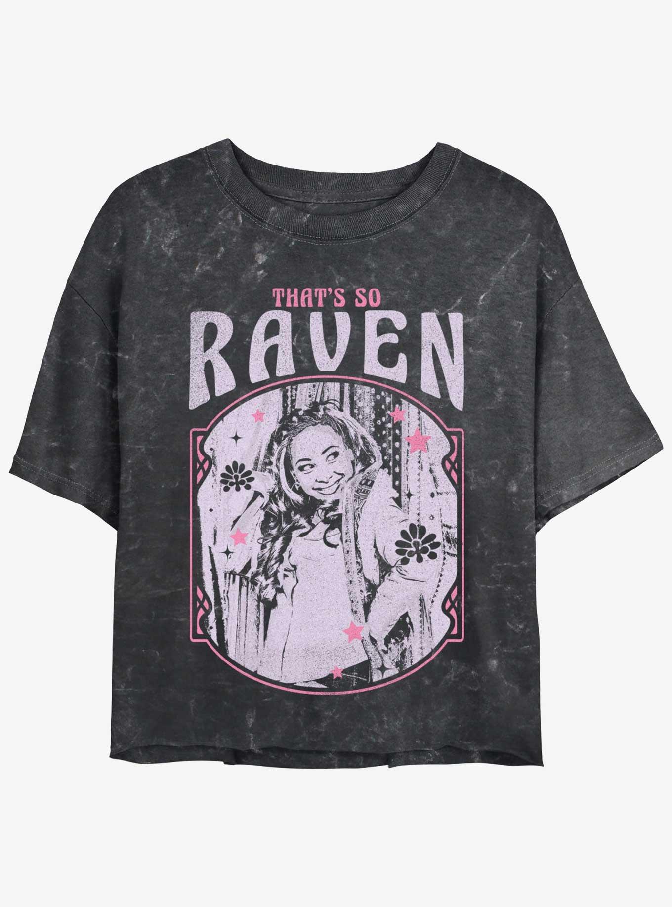 Disney Channel That's So Raven That's So Groovy Girls Mineral Wash Crop T-Shirt, BLACK, hi-res