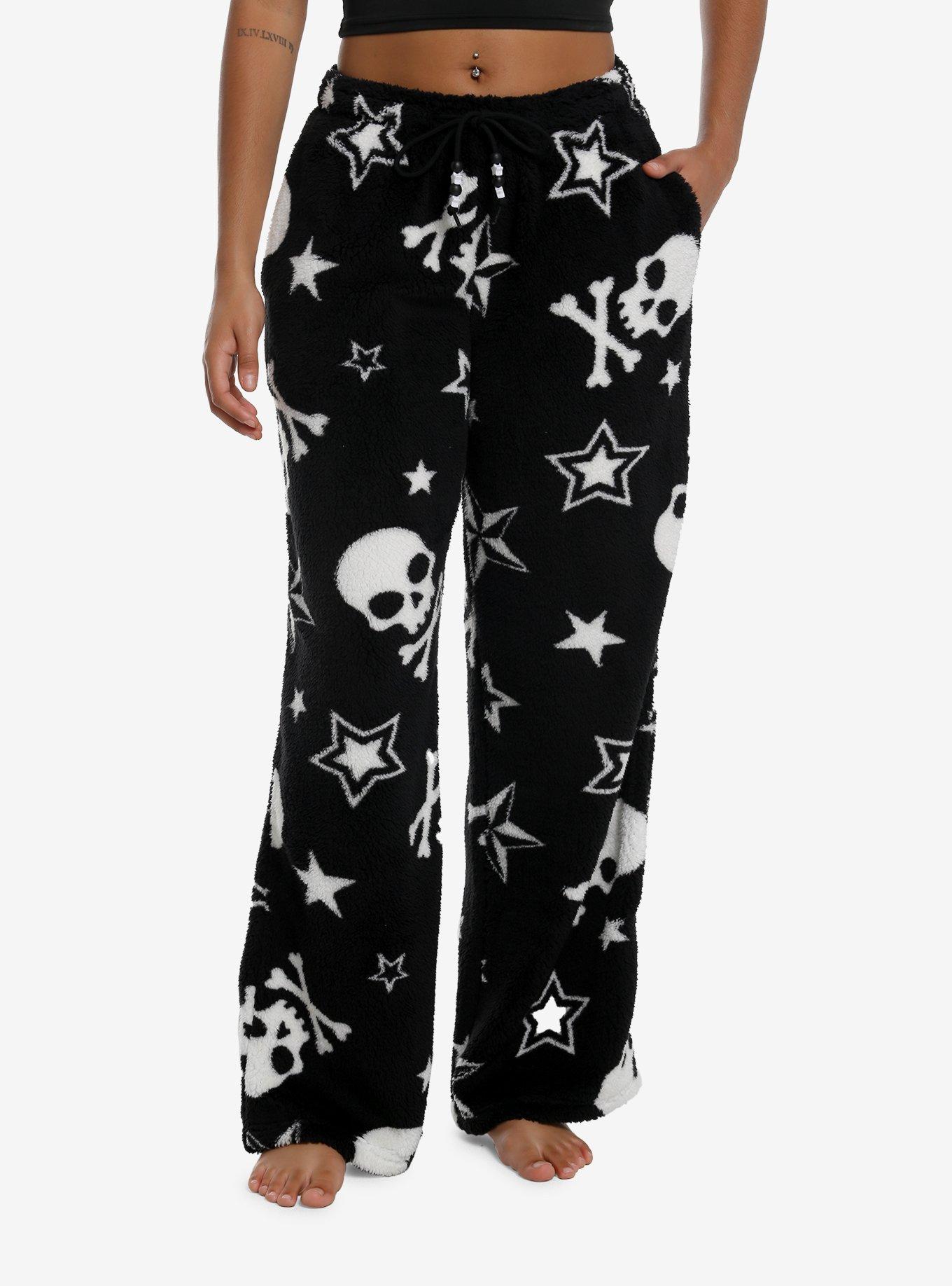 Skull & Crossbones Stars Fuzzy Pajama Pants, , hi-res