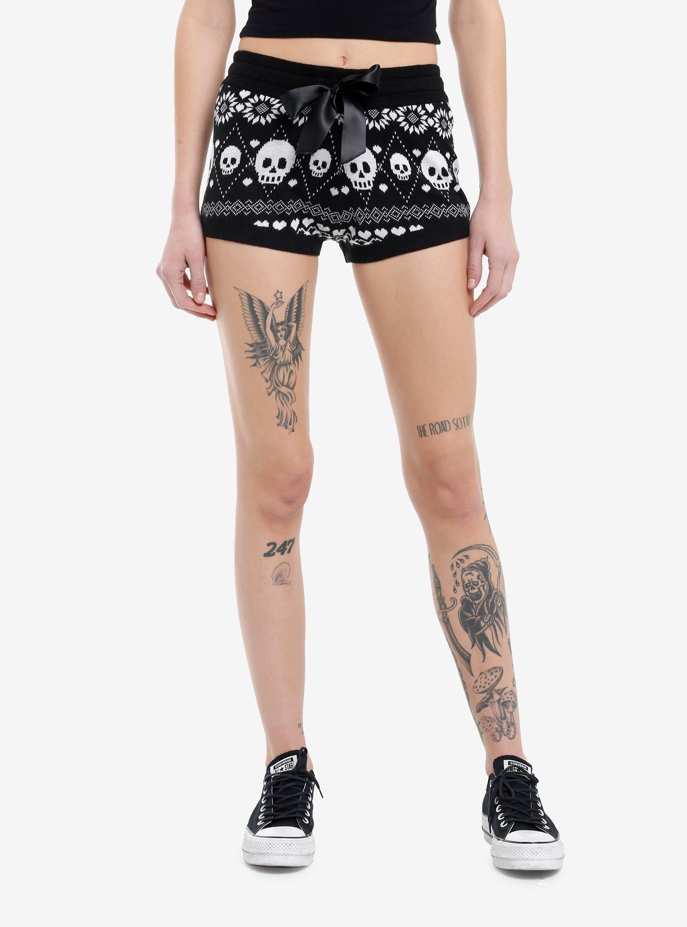 Skull Fair Isle Knit Shorts, , hi-res