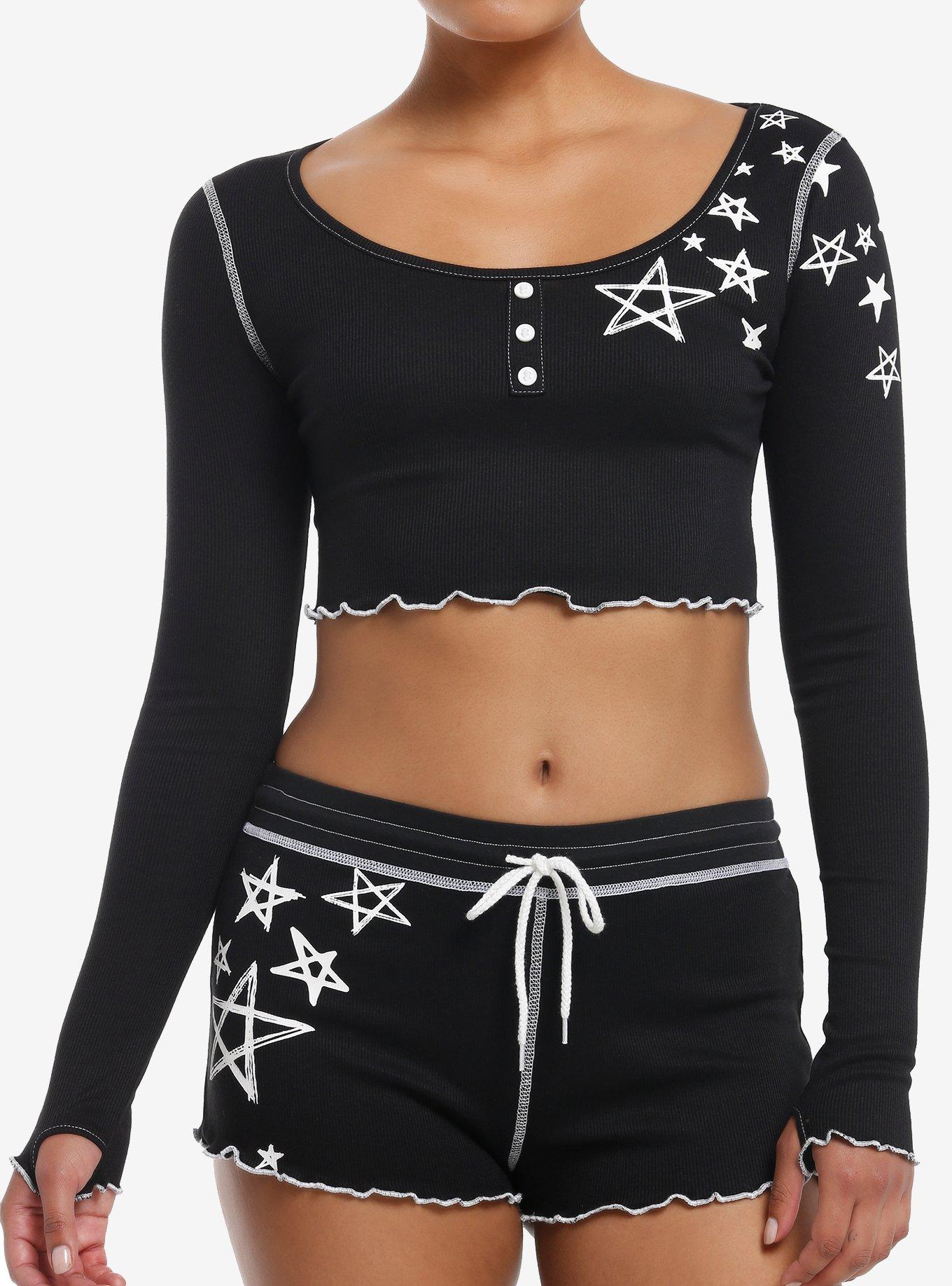 Black & White Scribble Stars Girls Lounge Set, , hi-res