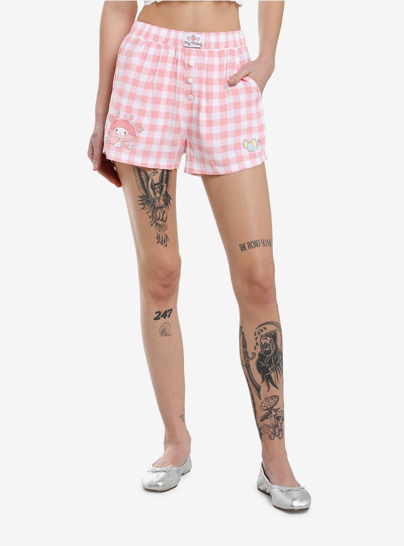 My Melody Pink Gingham Boxer Lounge Shorts, , hi-res