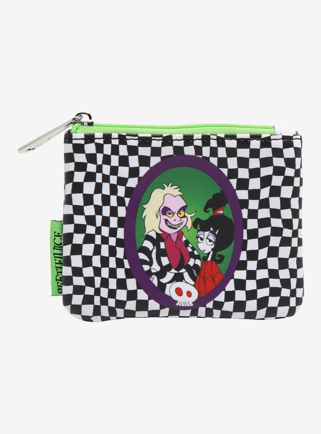 Loungefly Beetlejuice Cartoon Lydia & Beetlejuice Checkered Coin Purse - BoxLunch Exclusive, , hi-res