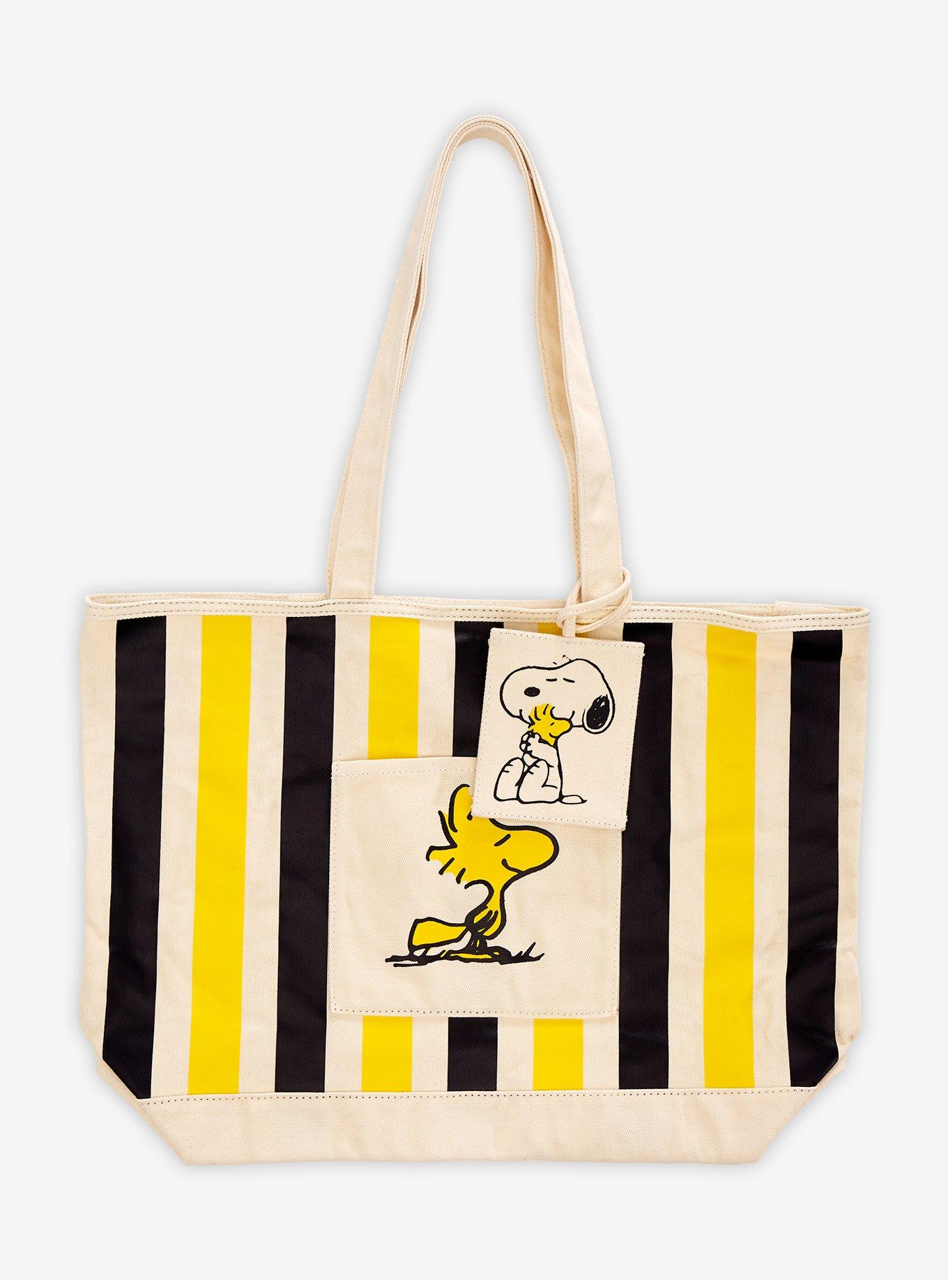 Peanuts Woodstock & Snoopy Striped Canvas Tote Bag - BoxLunch Exclusive, , hi-res