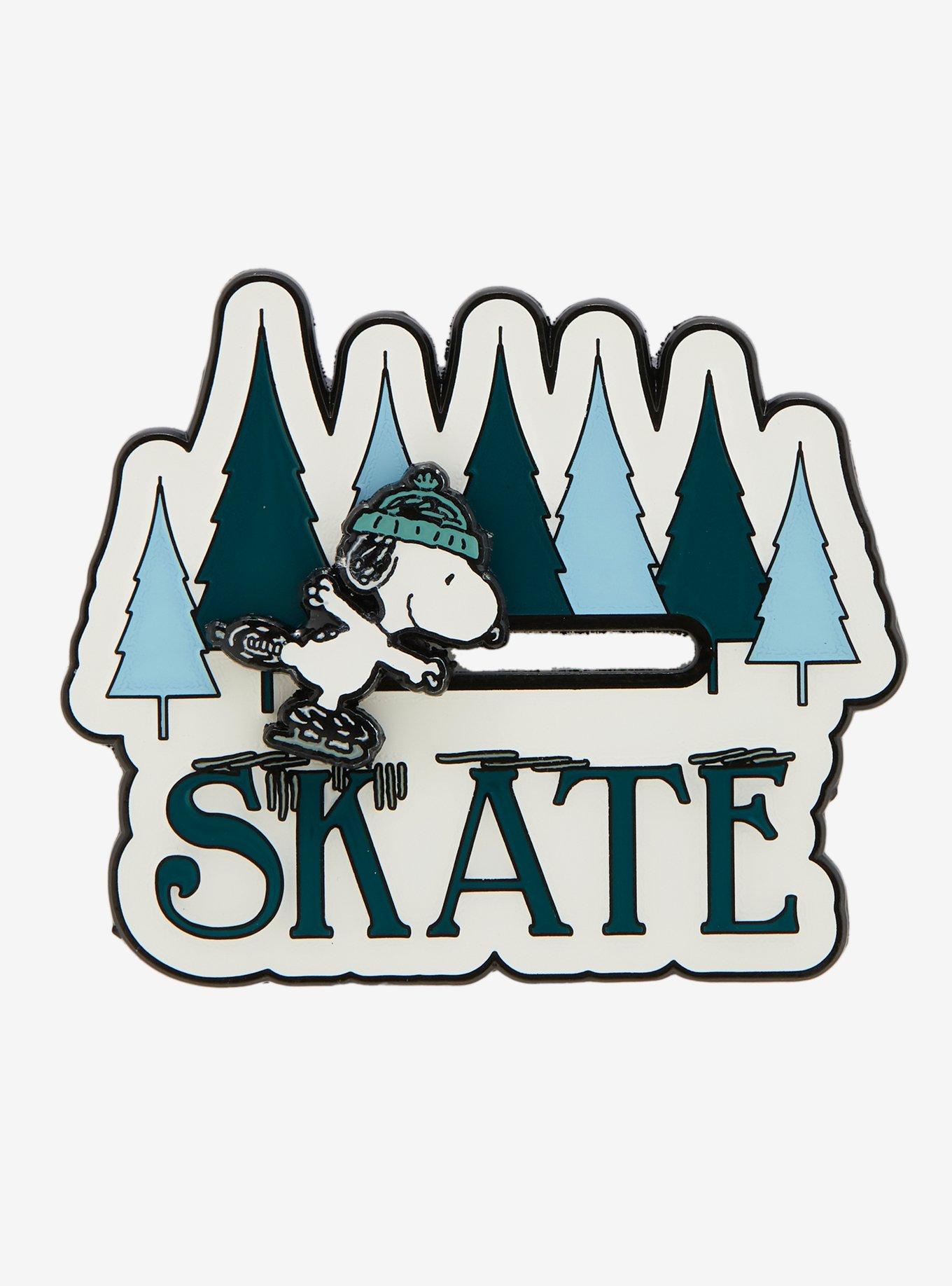 Peanuts Snoopy Skating Sliding Enamel Pin — BoxLunch Exclusive, , hi-res