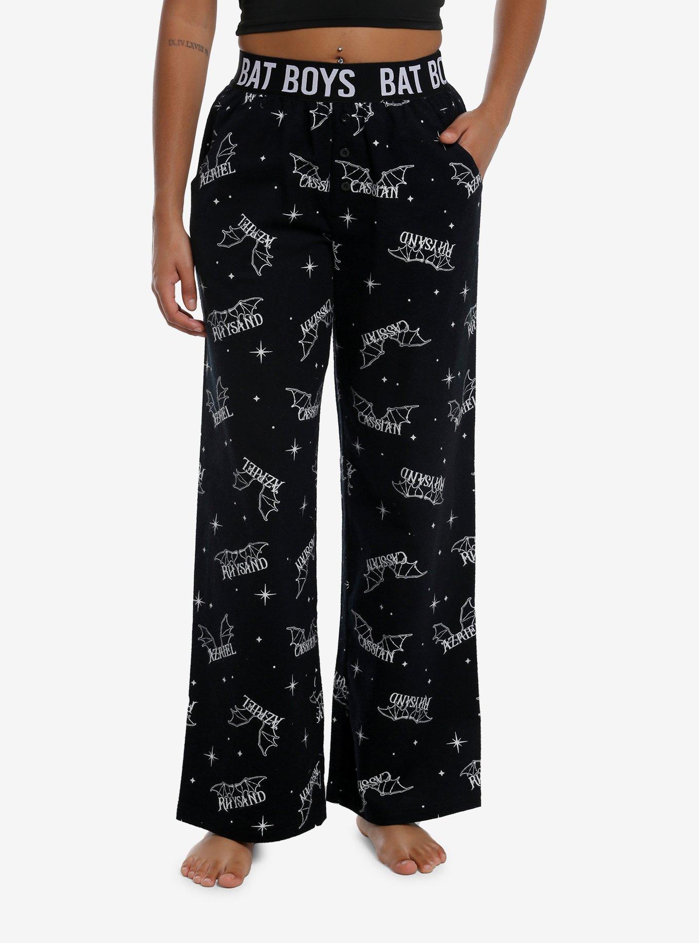 A Court Of Thorns And Roses Bat Boys Pajama Pants, BLACK  WHITE, hi-res