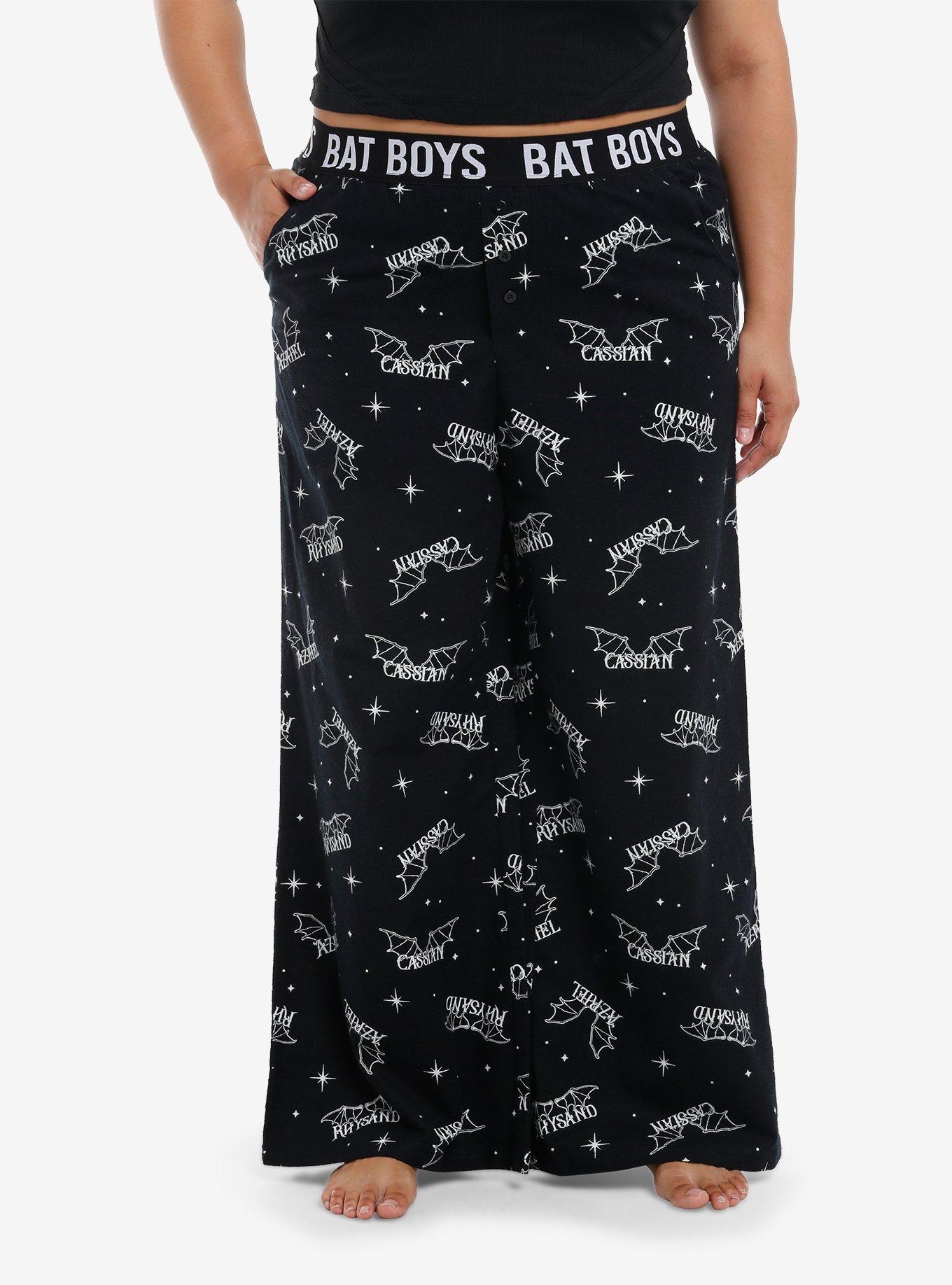 A Court Of Thorns And Roses Bat Boys Pajama Pants Plus Size, BLACK  WHITE, hi-res