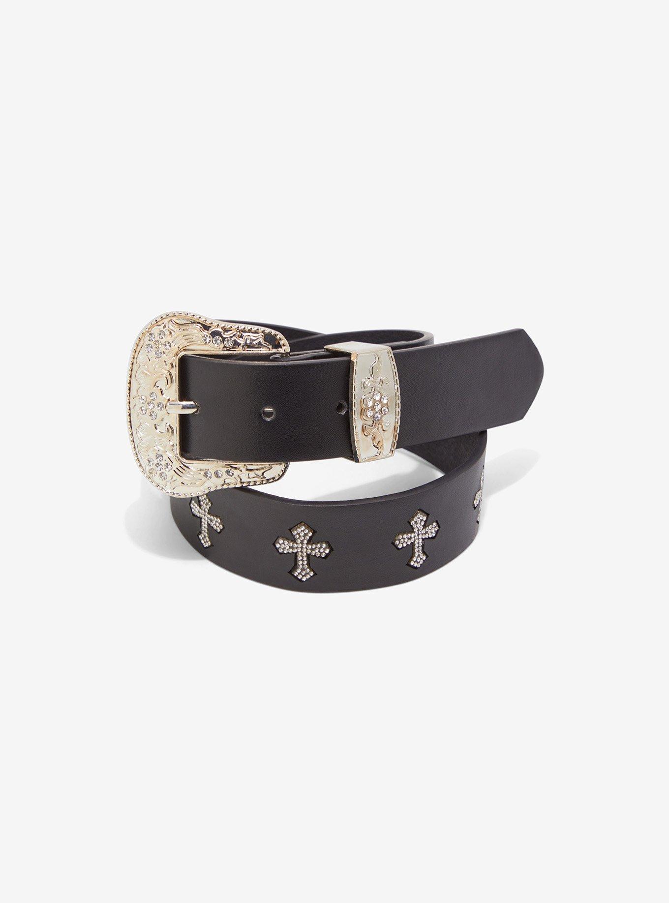 Rhinestone Gothic Cross Bling Belt, MULTI, hi-res