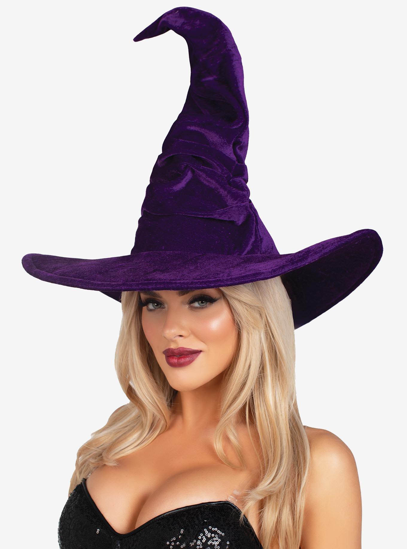 Velvet Ruched Witch Hat, , hi-res