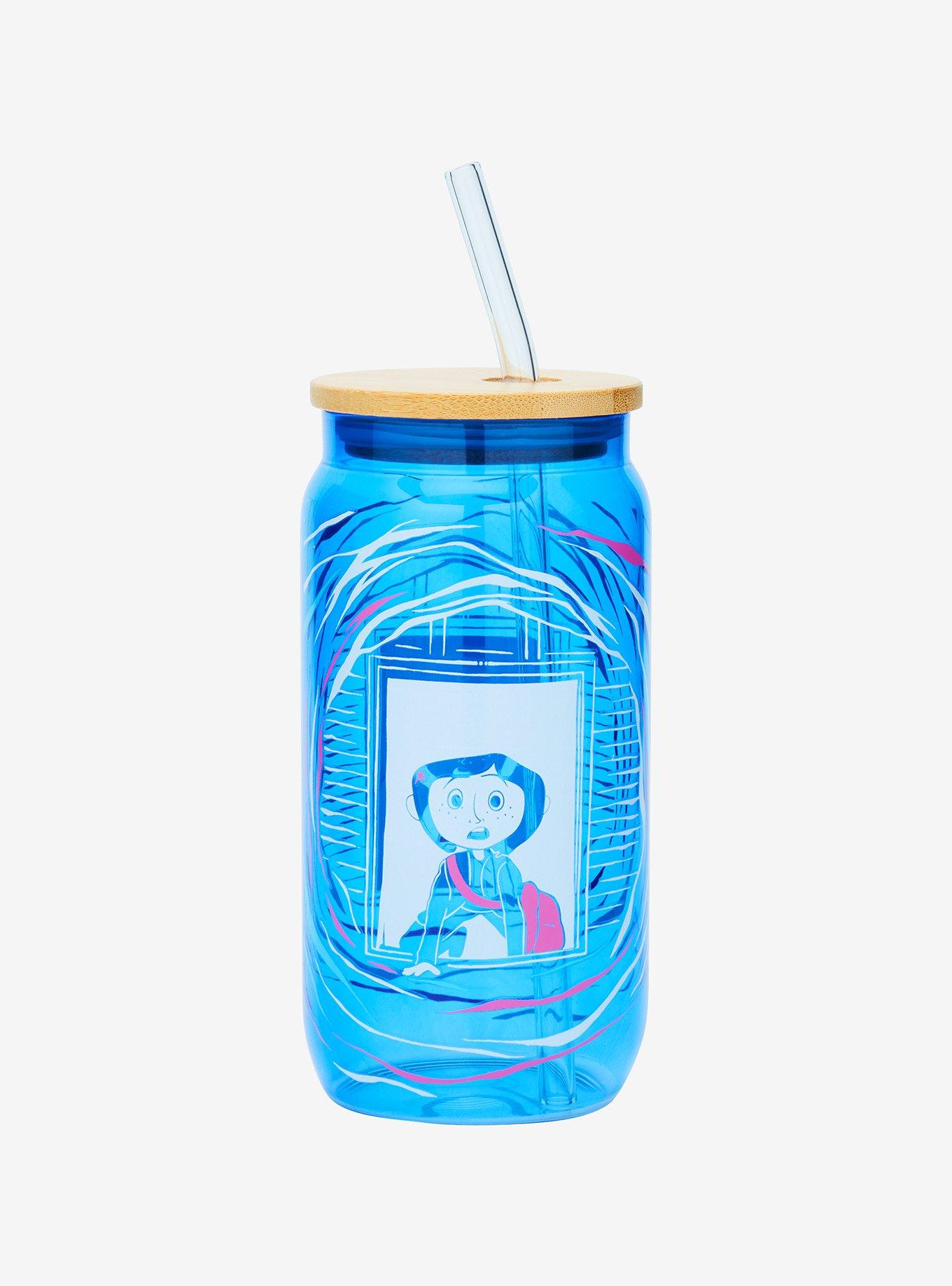 Coraline Tunnel Portrait Glass Cup with Straw