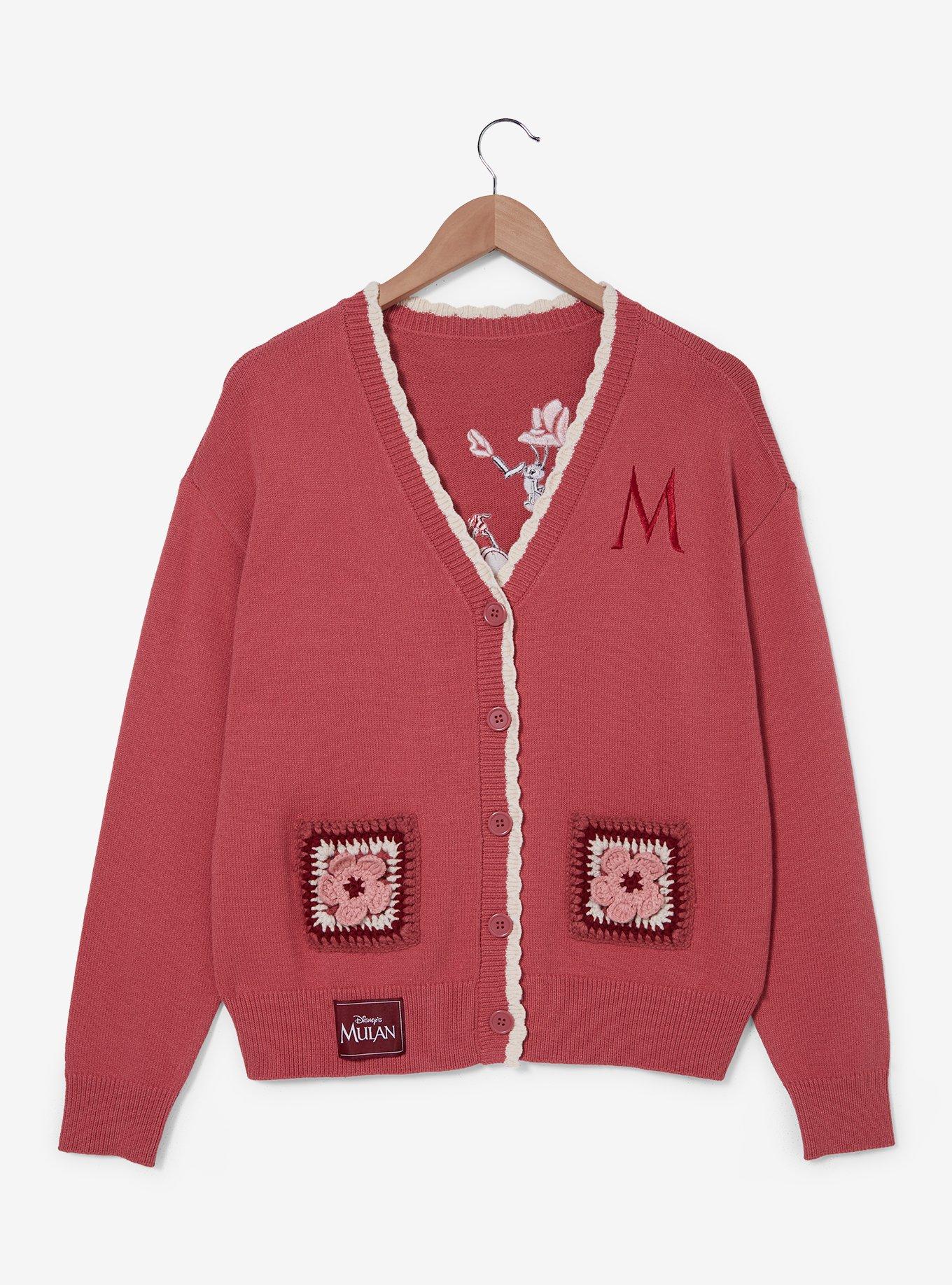 Disney Mulan Cherry Blossom Crochet Women's Cardigan &mdash; BoxLunch Exclusive, LIGHT RED, hi-res