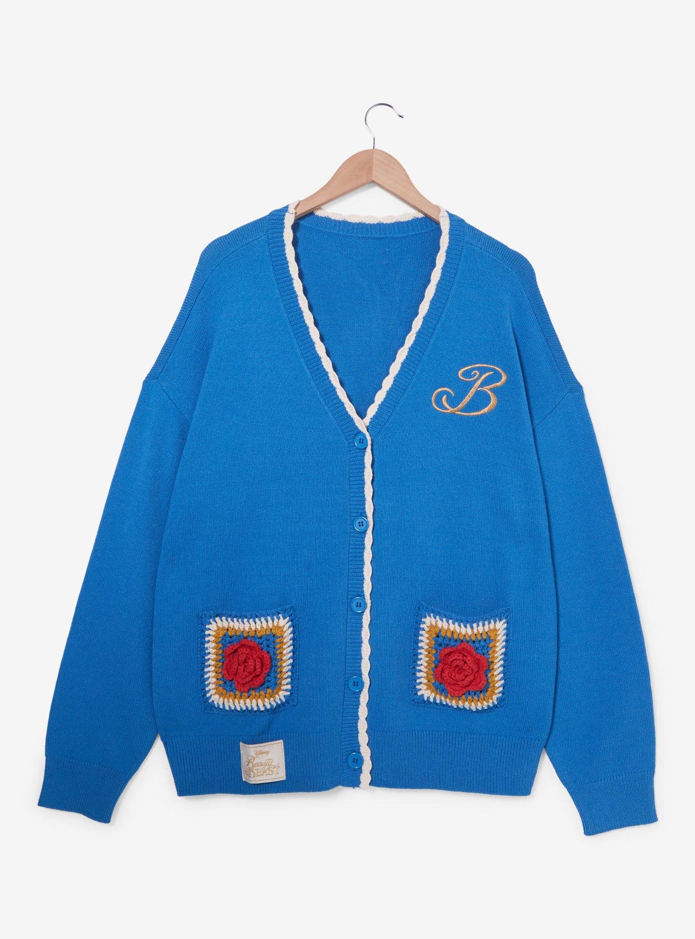 Disney Beauty and the Beast Belle Roses Crochet Women's Plus Size Cardigan — BoxLunch Exclusive, , hi-res